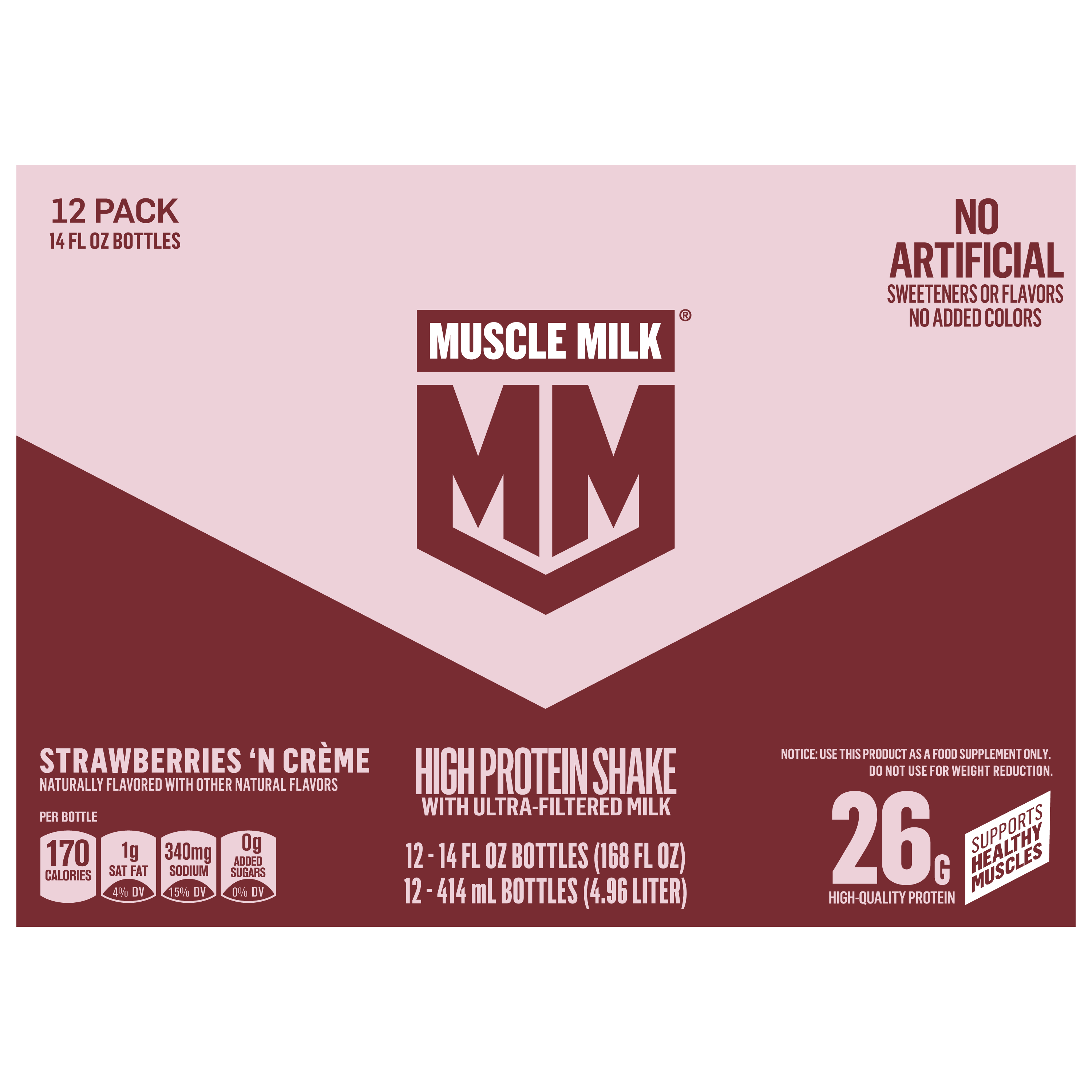 Muscle Milk, Strawberries 'N Creme Flavored, High Protein Shake thumbnail