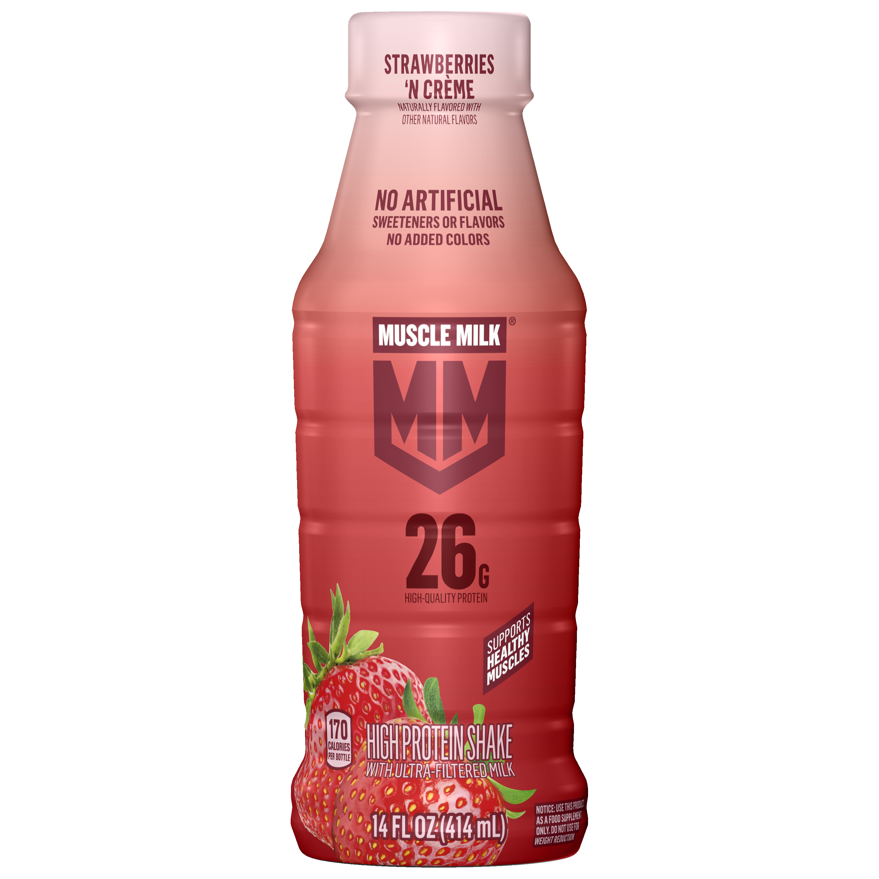 Muscle Milk, Strawberries 'N Creme Flavored, High Protein Shake