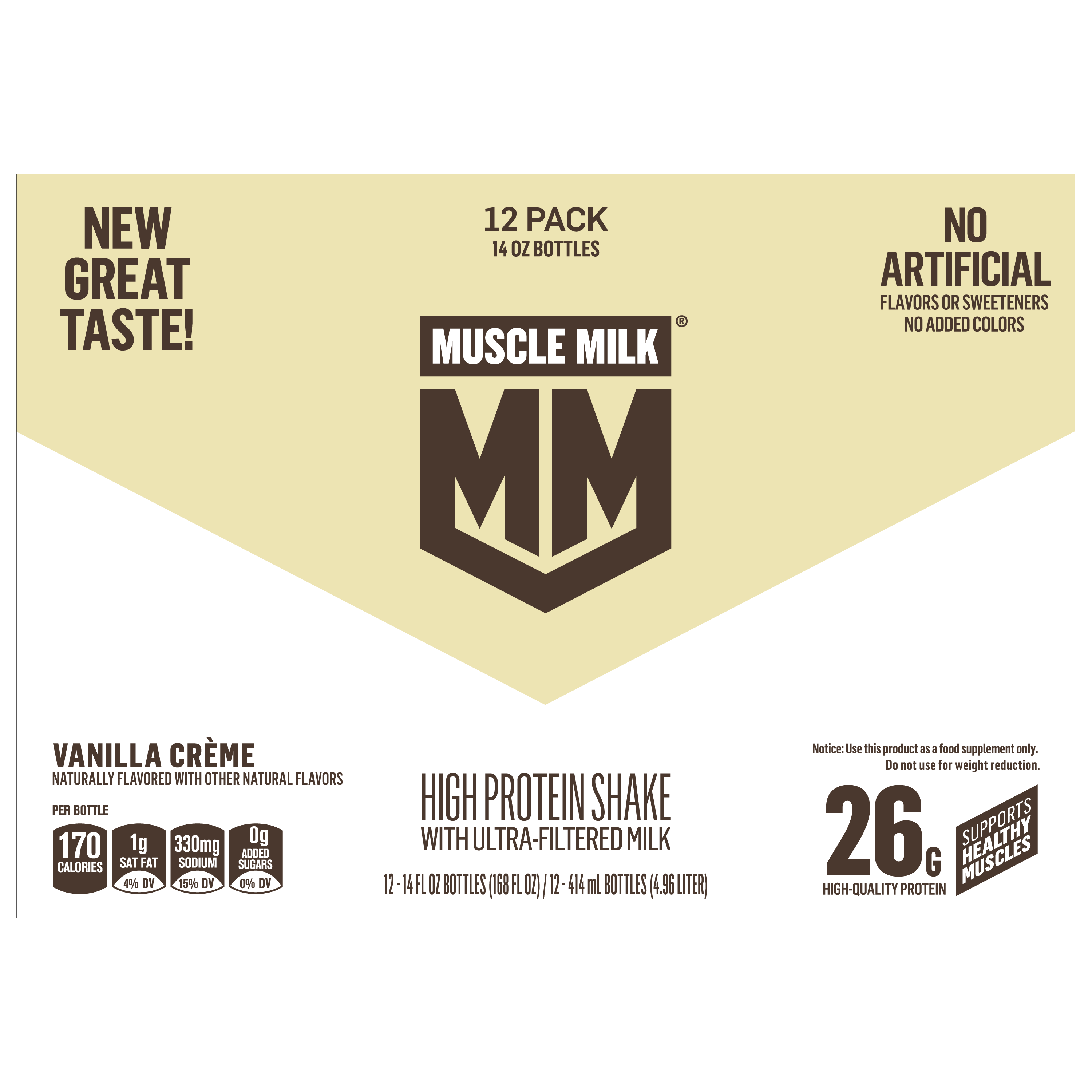 Muscle Milk, Vanilla Creme Flavored, High Protein Shake