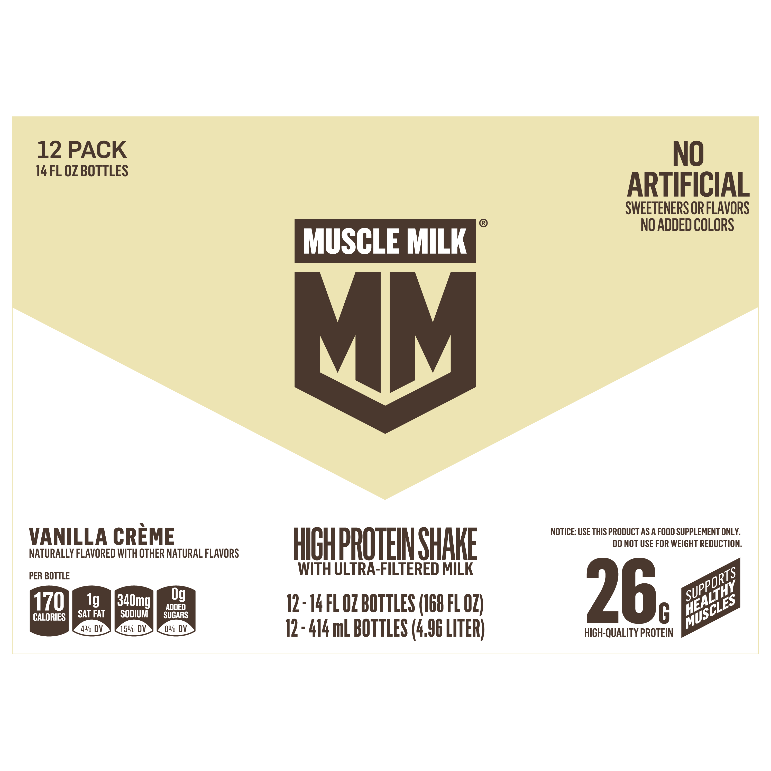 Muscle Milk, Vanilla Creme Flavored, High Protein Shake