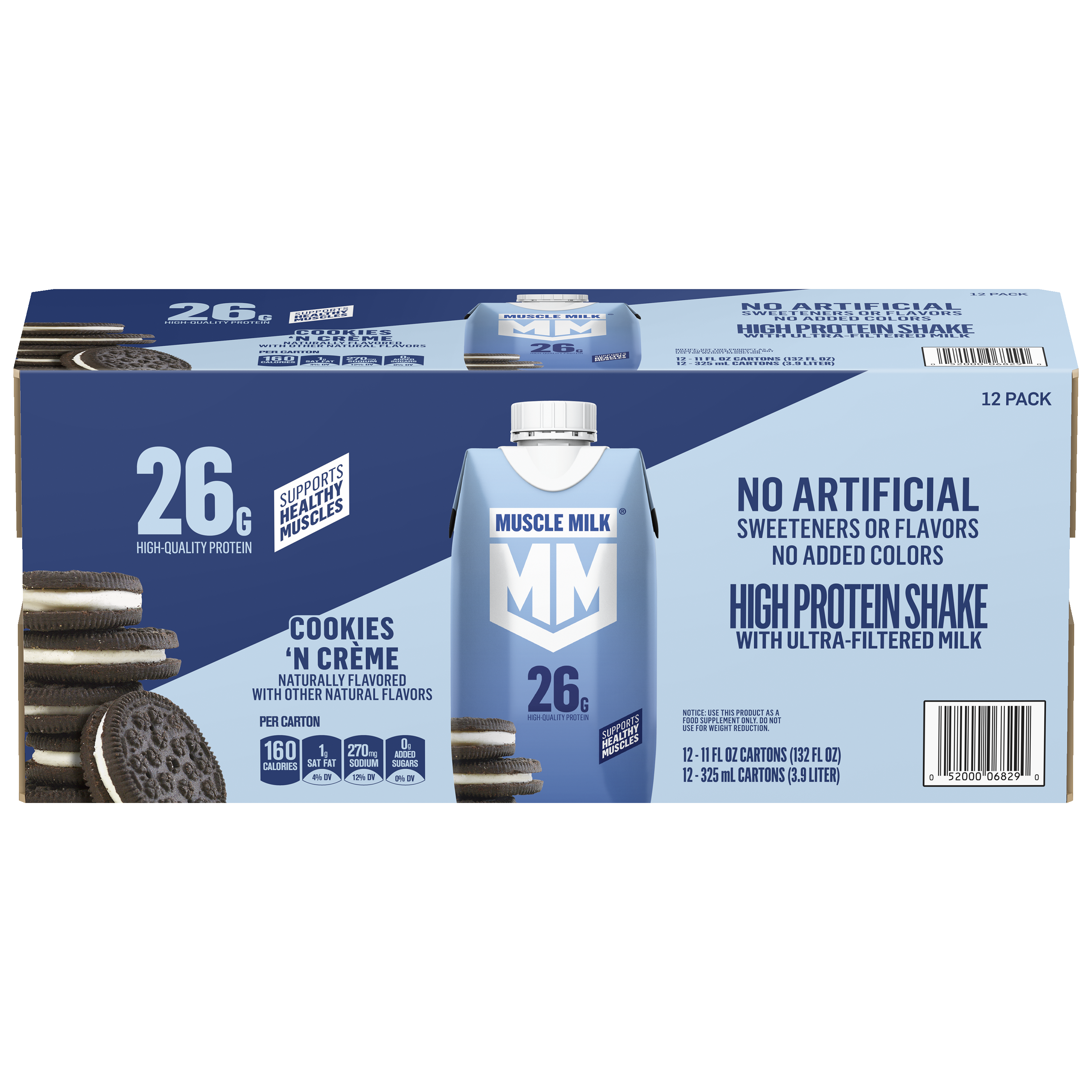 Muscle Milk, Cookies 'N Creme Flavored, High Protein Shake