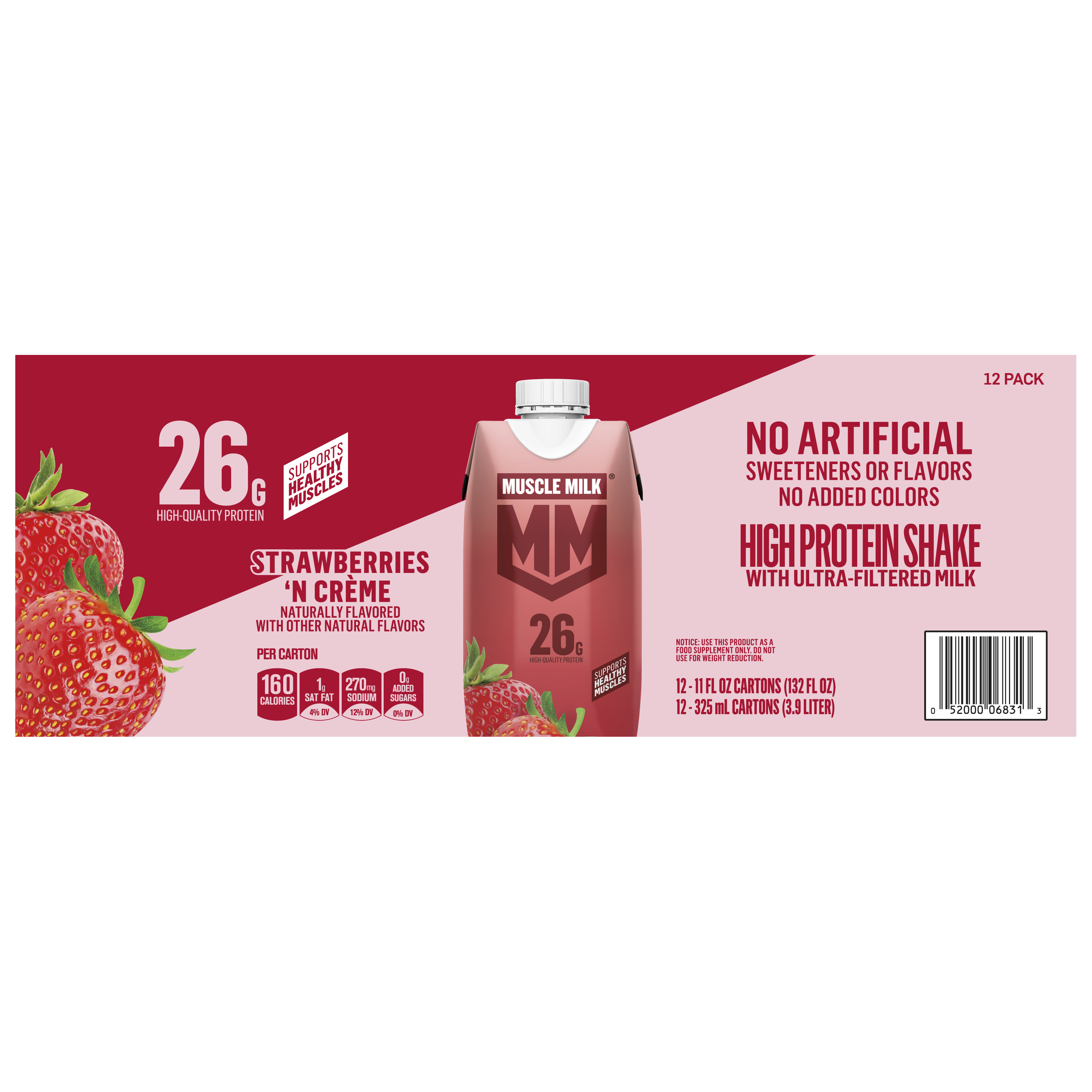 Muscle Milk, Strawberries 'N Creme Flavored, High Protein Shake thumbnail