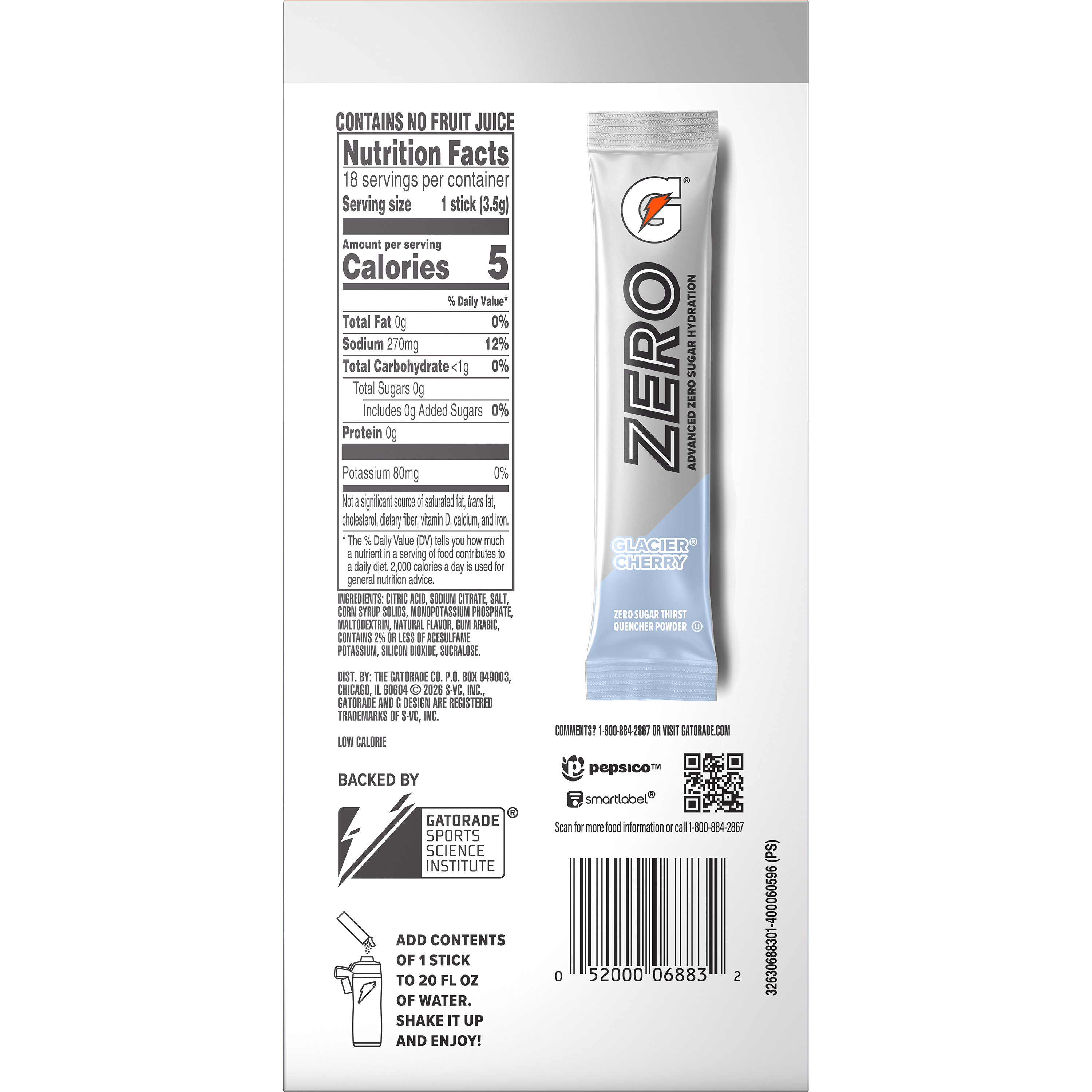 Gatorade, Zero, Glacier Cherry Flavored, Zero Sugar Thirst Quencher Powder thumbnail