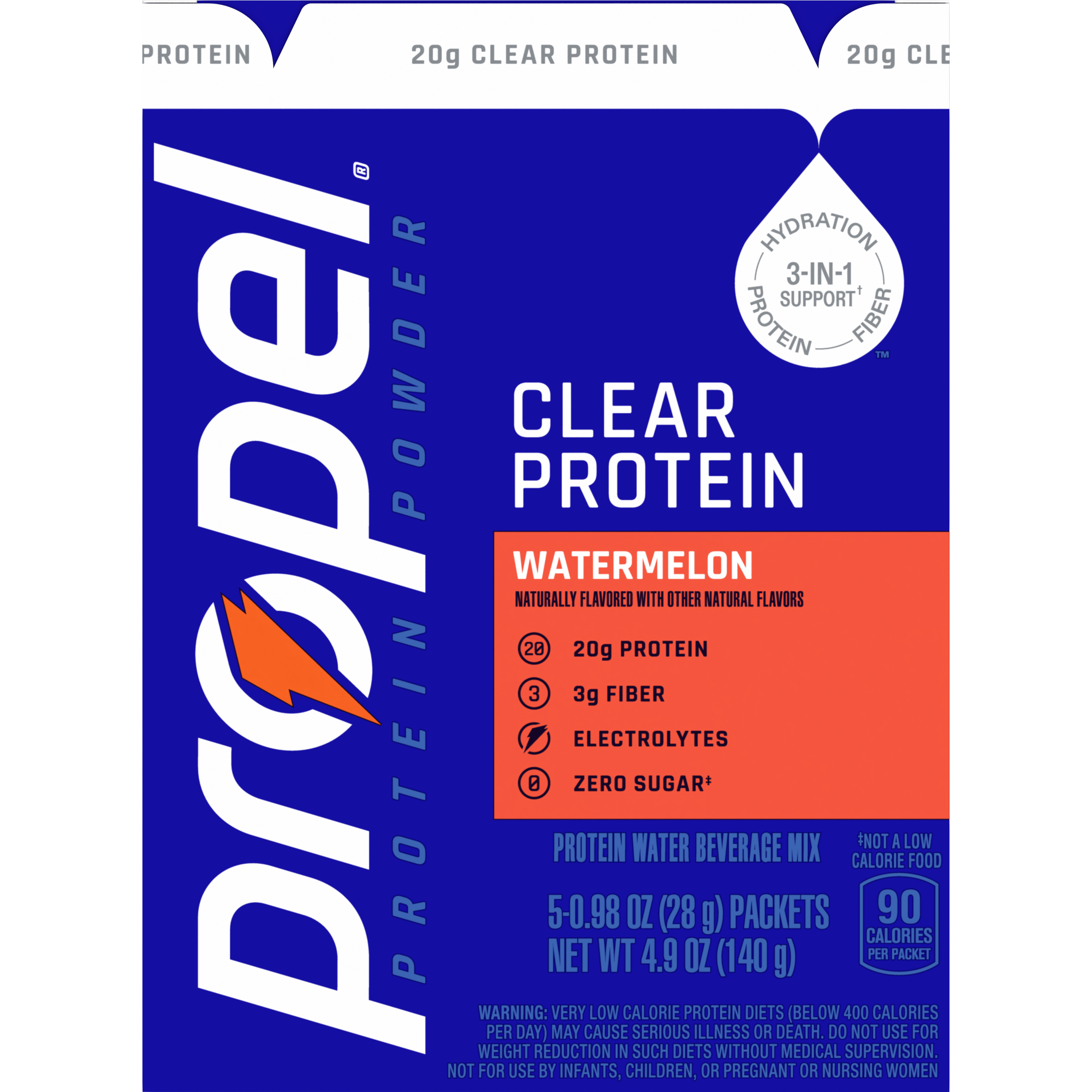 Propel, Clear Protein, Watermelon Flavored, Protein Water Beverage Mix