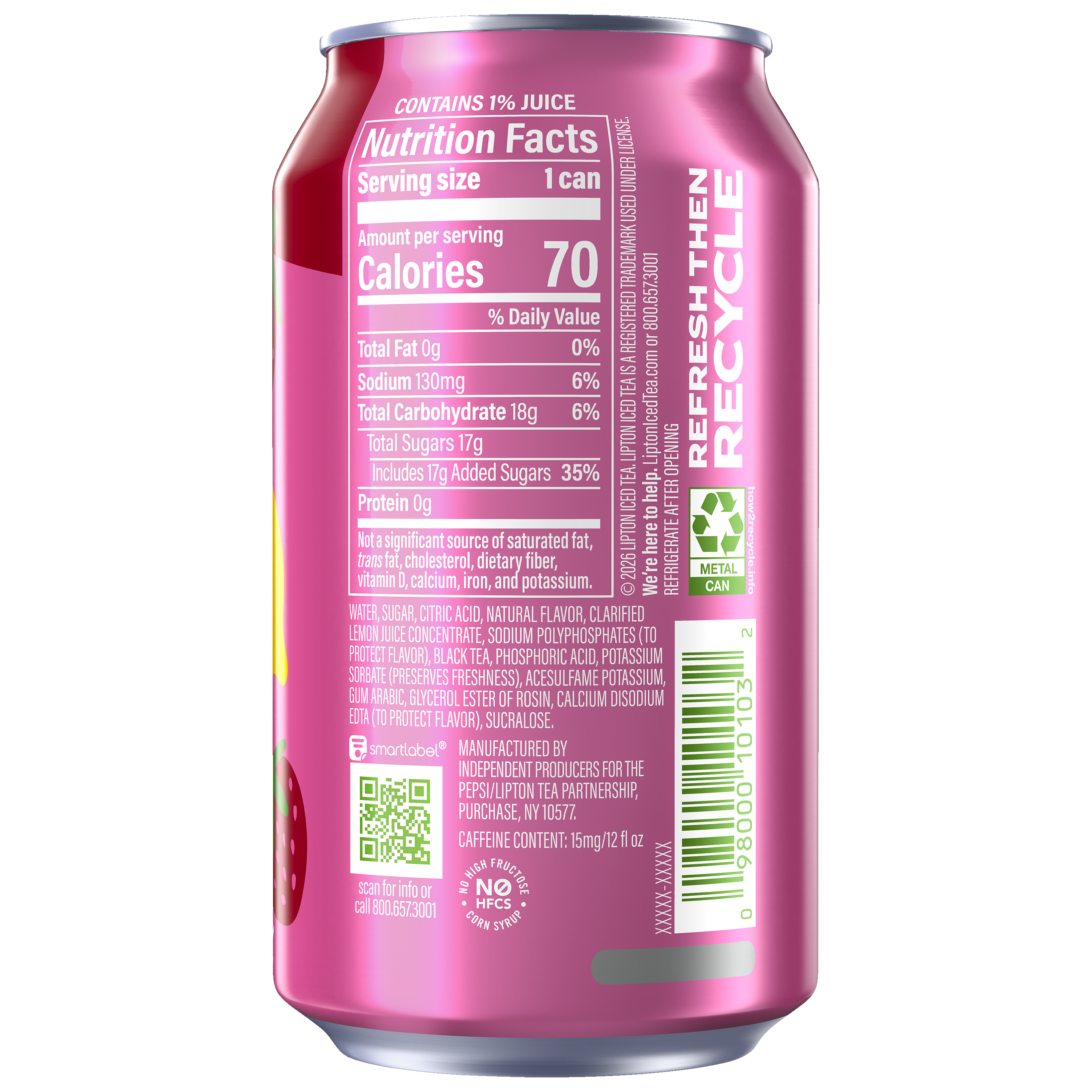 Lipton, Fusions, Strawberry Lemonade Flavor, Lemonade Iced Tea thumbnail