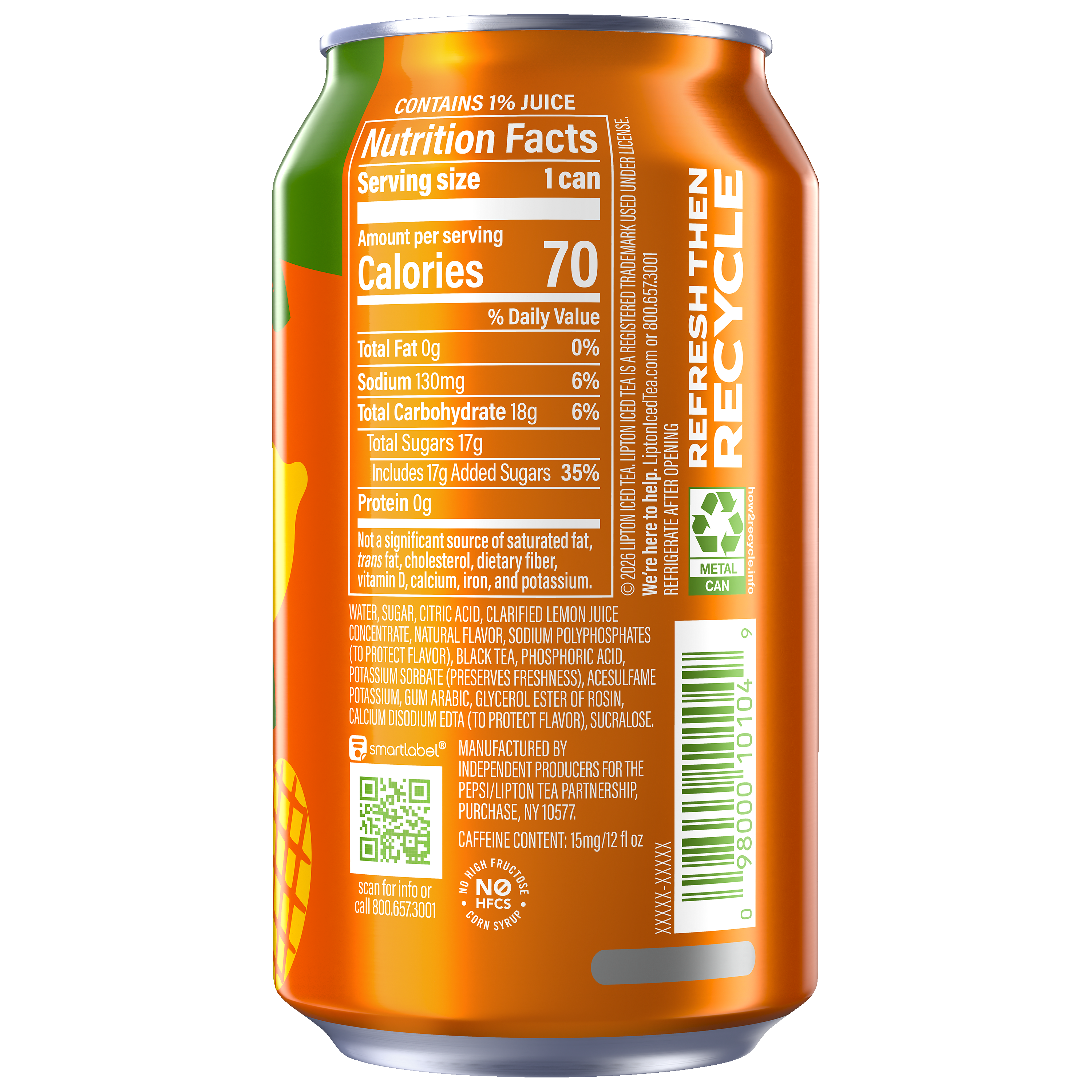Lipton, Fusions, Pineapple Mango Lemonade Flavor, Lemonade Iced Tea thumbnail