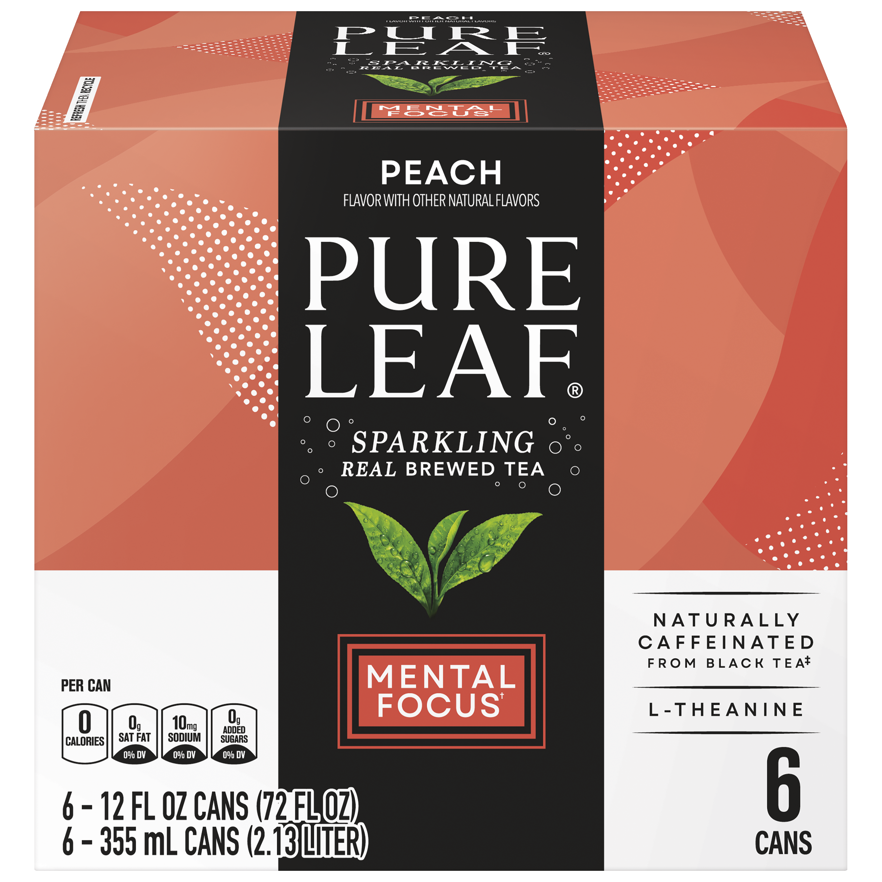 Pure Leaf, Peach Flavor, Sparkling Real Brewed Tea