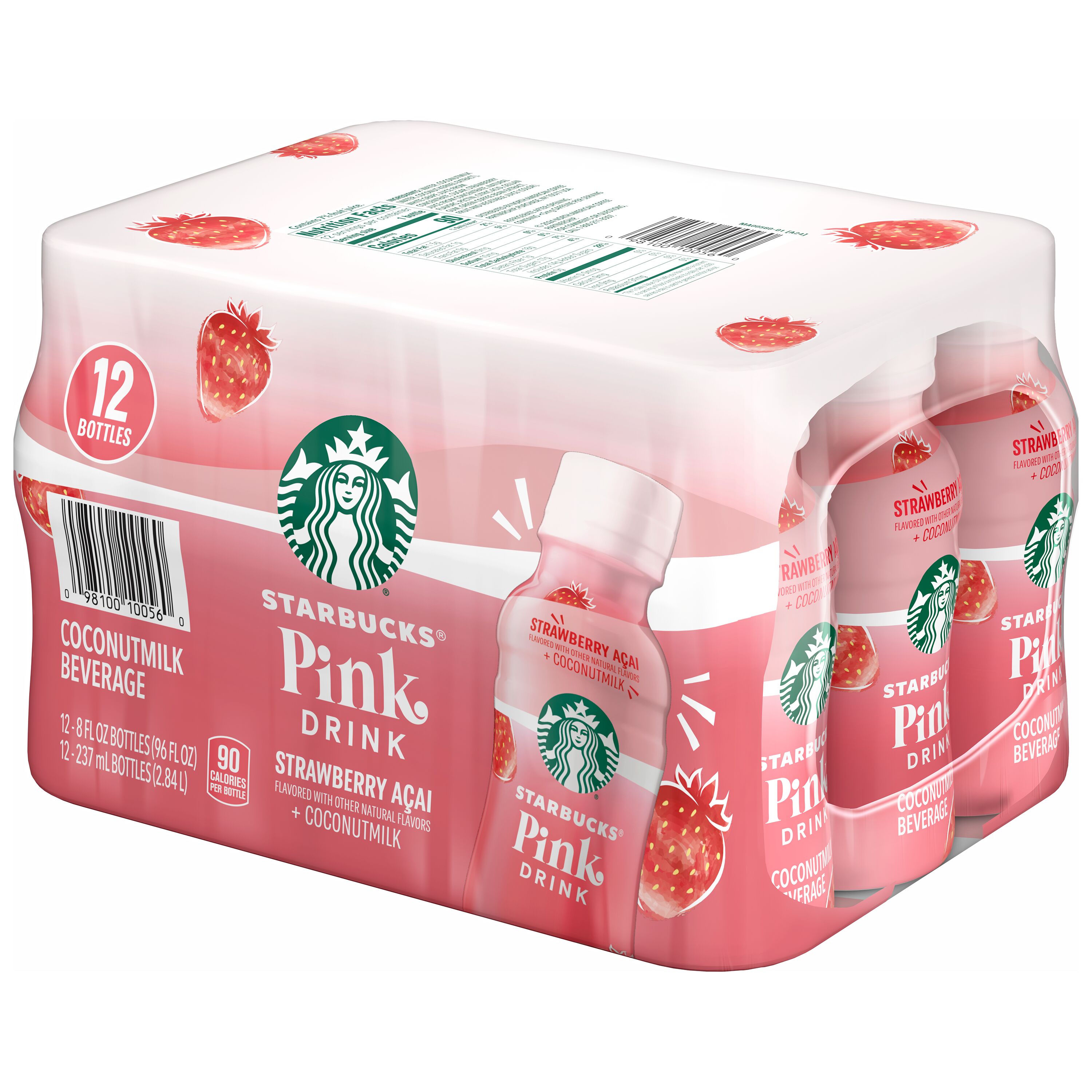 Starbucks, Pink Drink, Strawberry Acai Flavored, Coconut Milk Beverage thumbnail