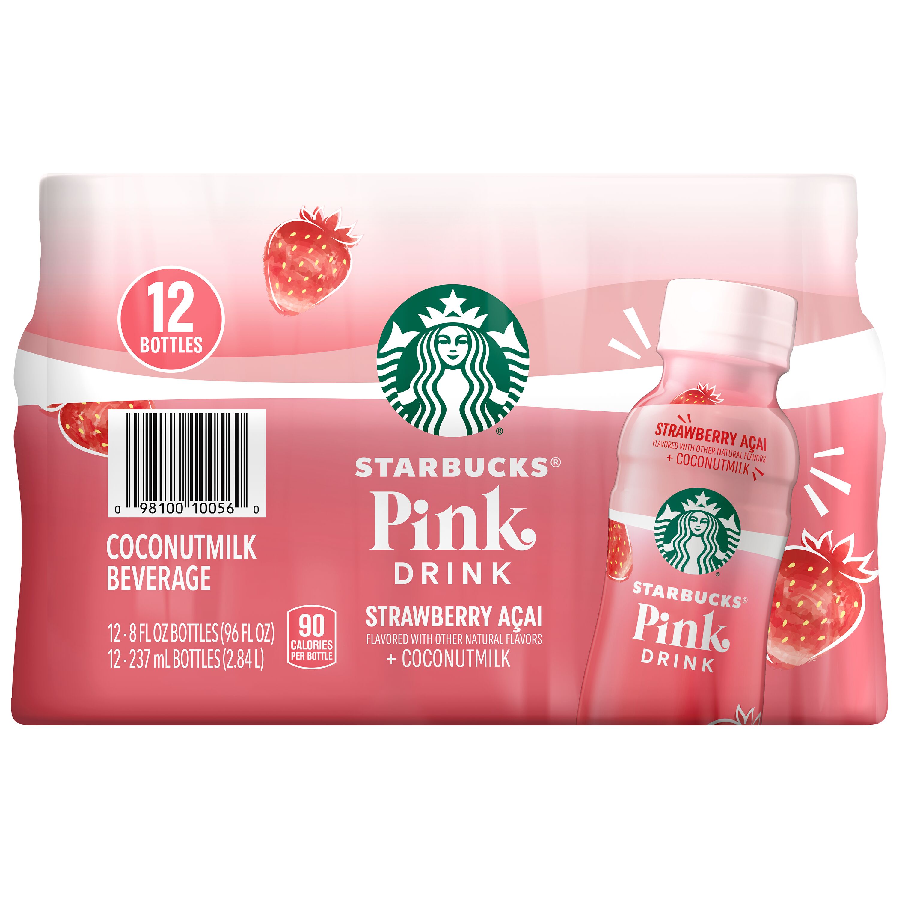Starbucks, Pink Drink, Strawberry Acai Flavored, Coconut Milk Beverage