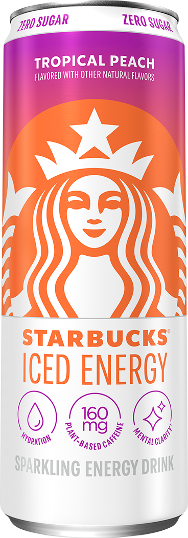 Starbucks, Iced Energy, Zero Sugar, Tropical Peach Flavored, Sparkling Energy Drink thumbnail