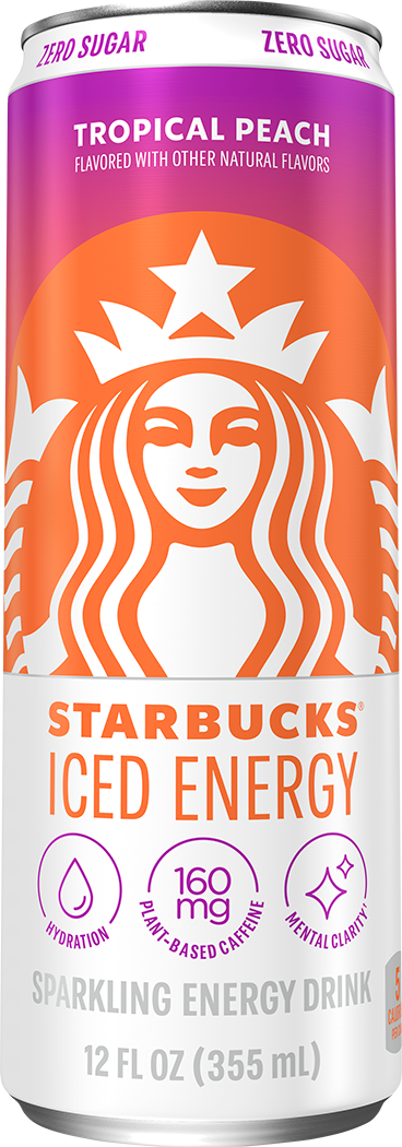 Starbucks, Iced Energy, Zero Sugar, Tropical Peach Flavored, Sparkling Energy Drink thumbnail