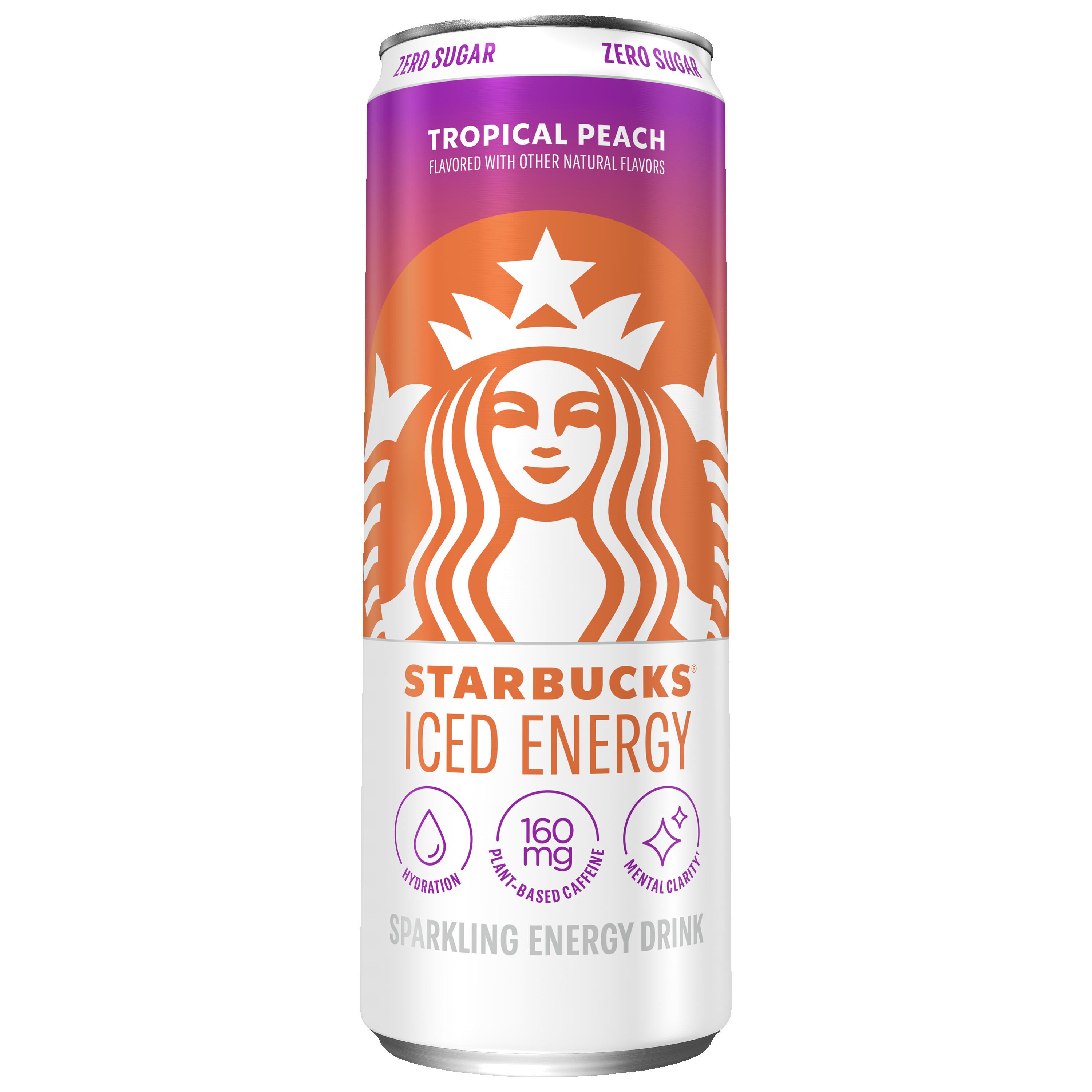 Starbucks, Iced Energy, Zero Sugar, Tropical Peach Flavored, Sparkling Energy Drink