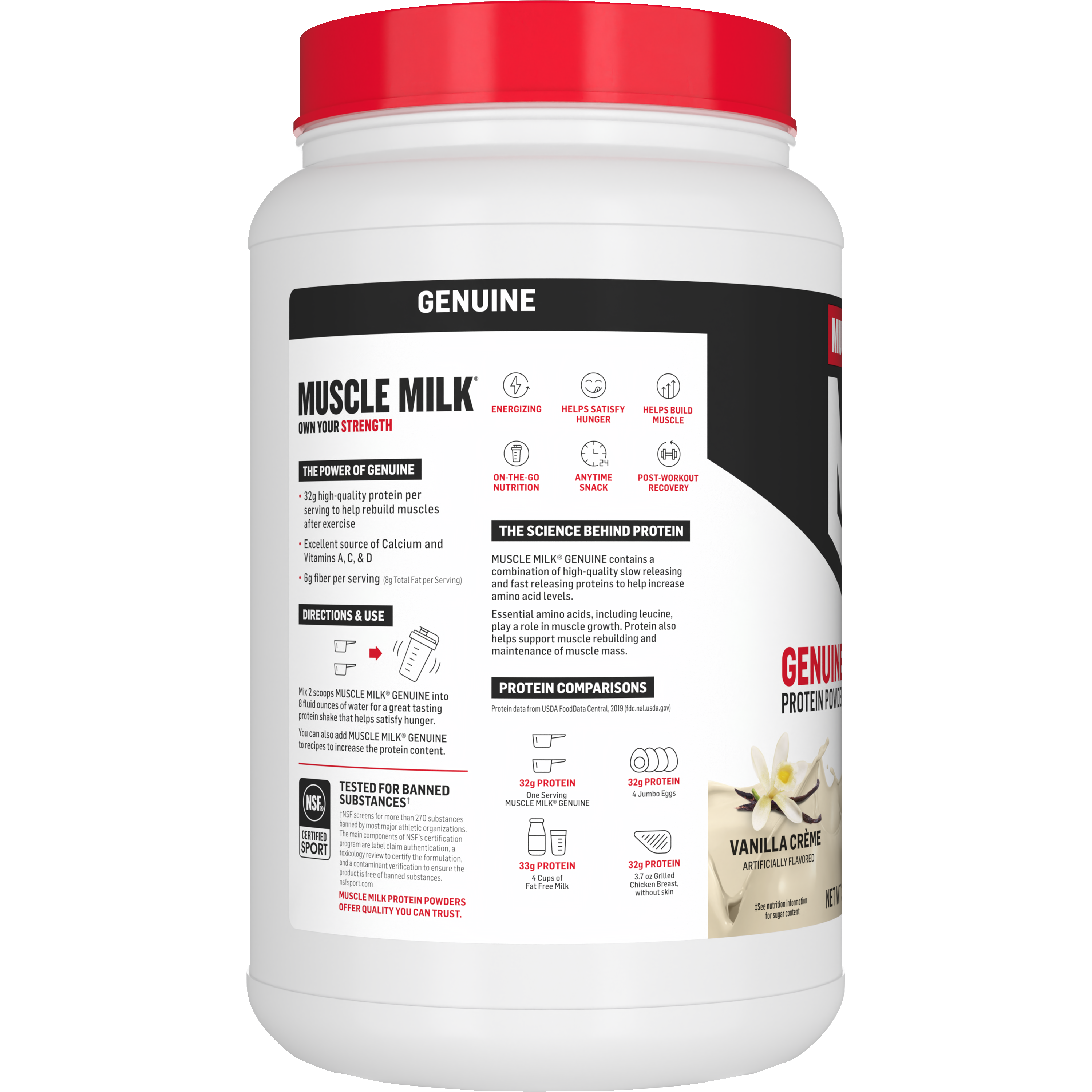 Muscle Milk, Genuine, Vanilla Creme Artificially Flavored, Protein Powder thumbnail