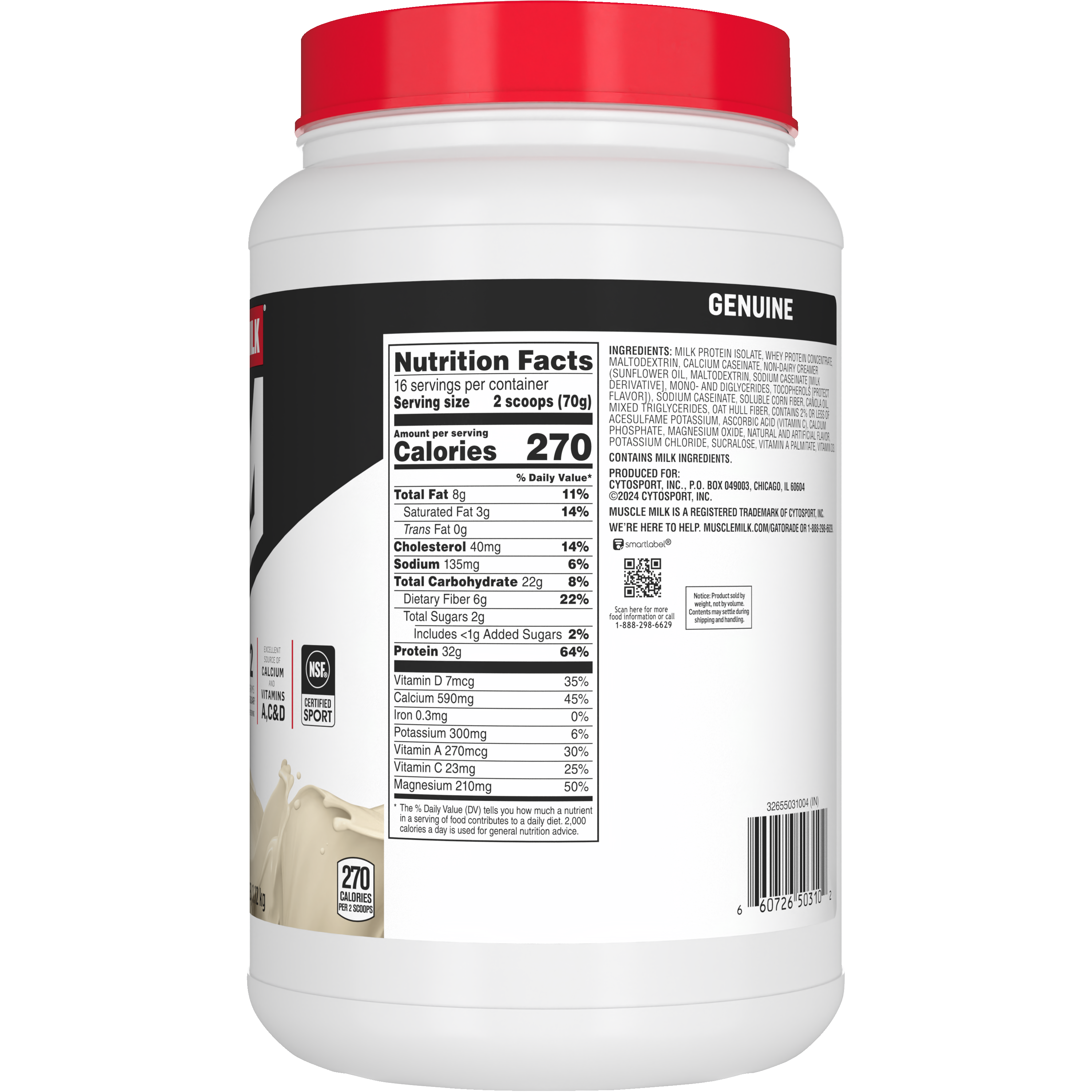Muscle Milk, Genuine, Vanilla Creme Artificially Flavored, Protein Powder thumbnail