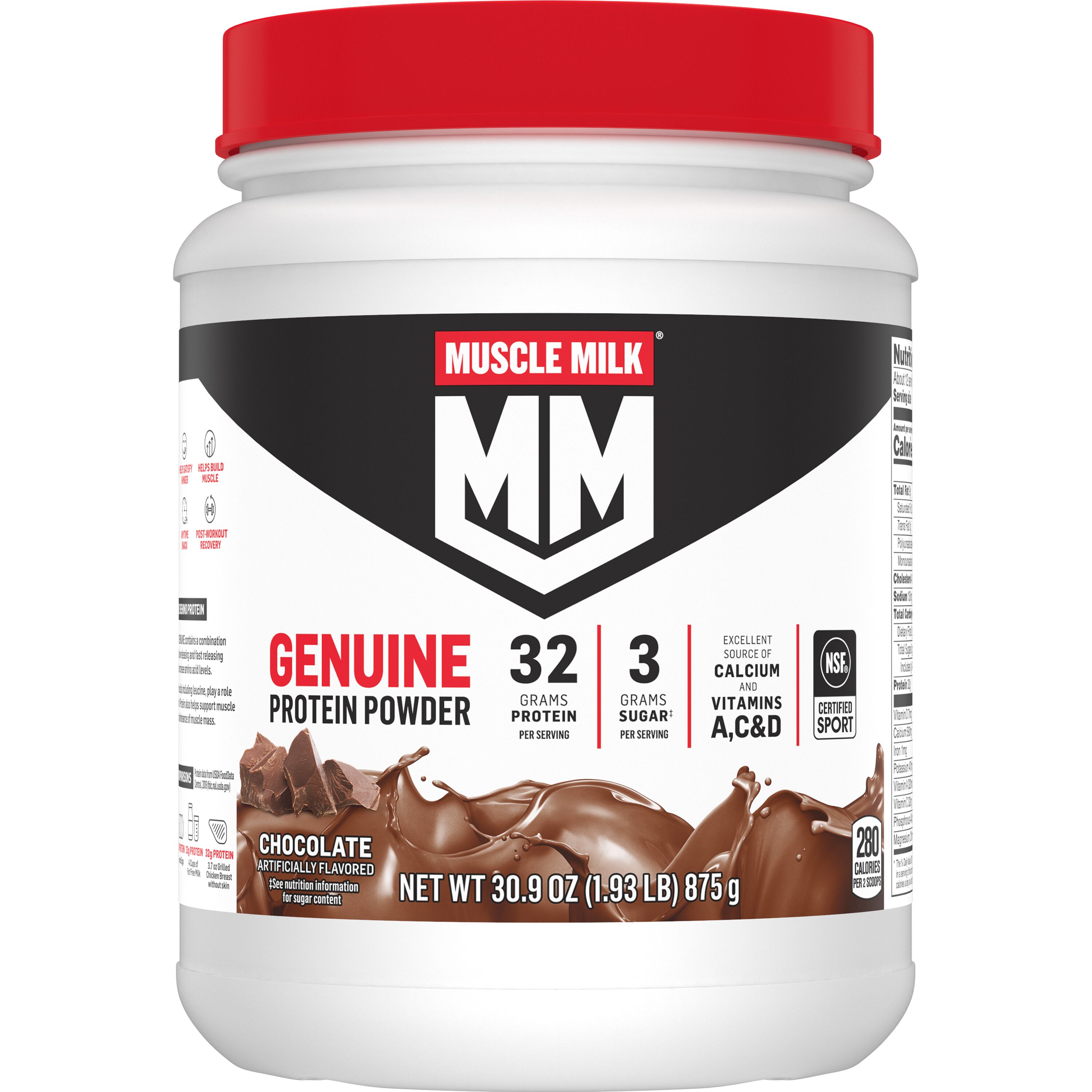 Muscle Milk, Genuine, Chocolate Artificially Flavored, Protein Powder