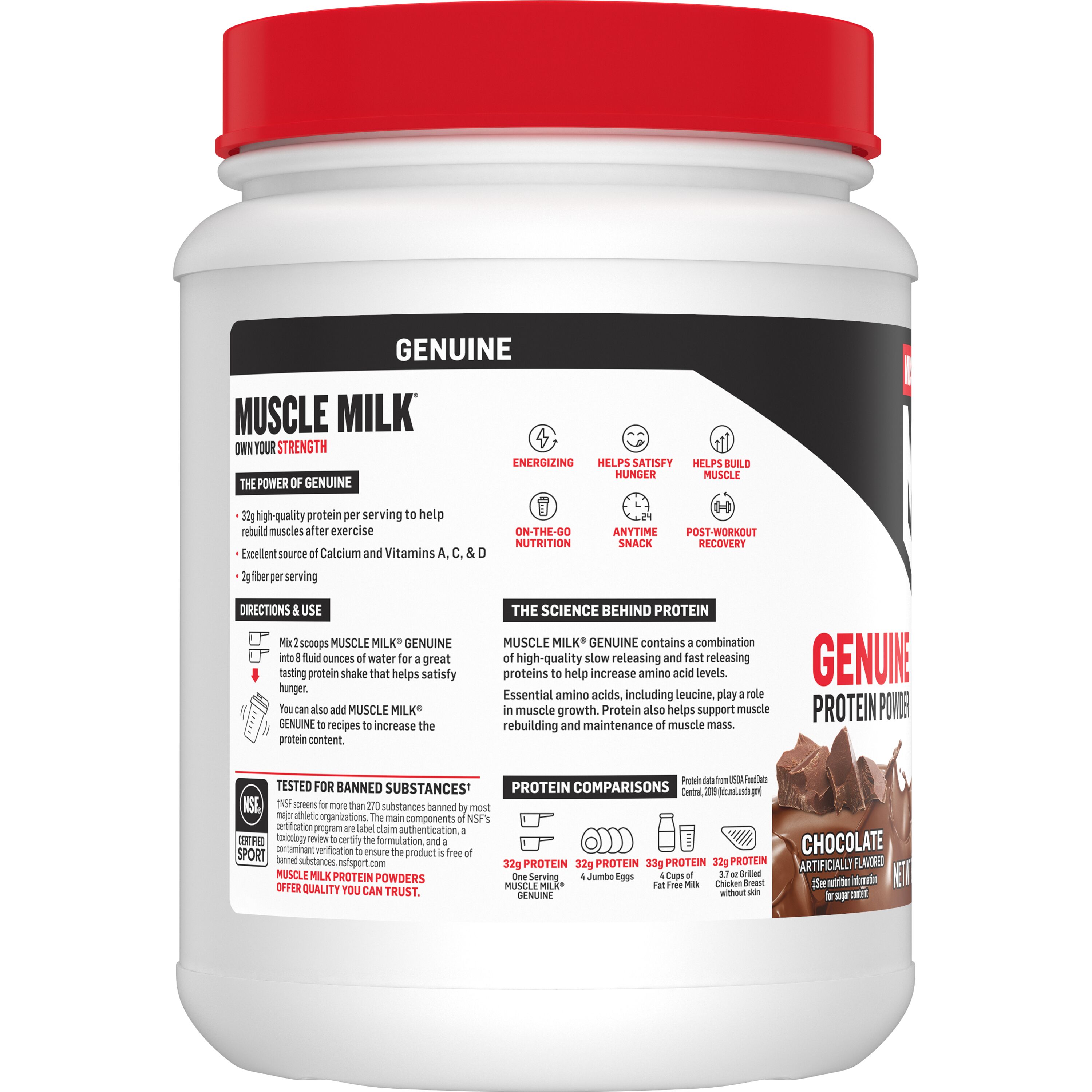 Muscle Milk, Genuine, Chocolate Artificially Flavored, Protein Powder thumbnail
