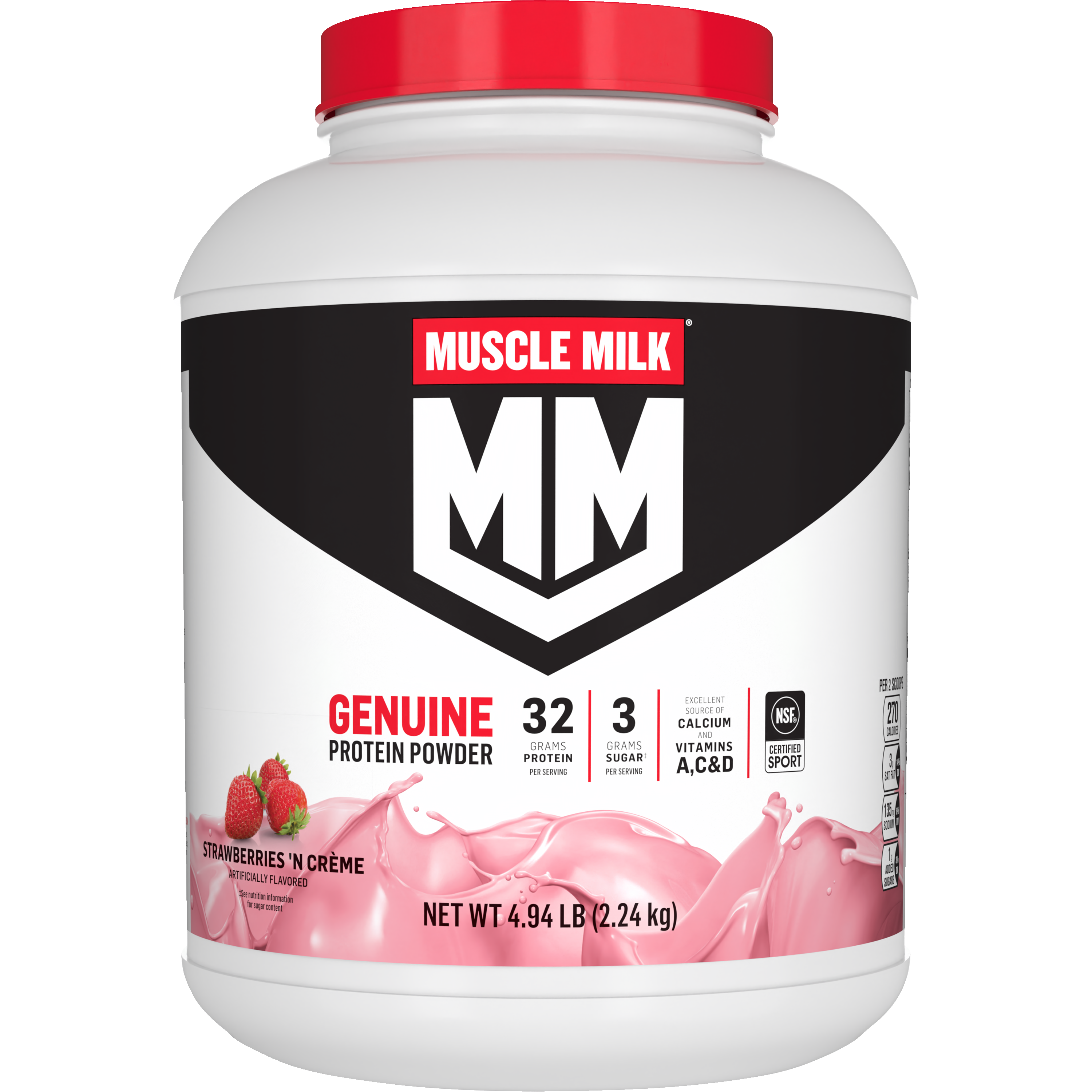 Muscle Milk, Genuine, Strawberries 'N Creme Artificially Flavored, Protein Powder