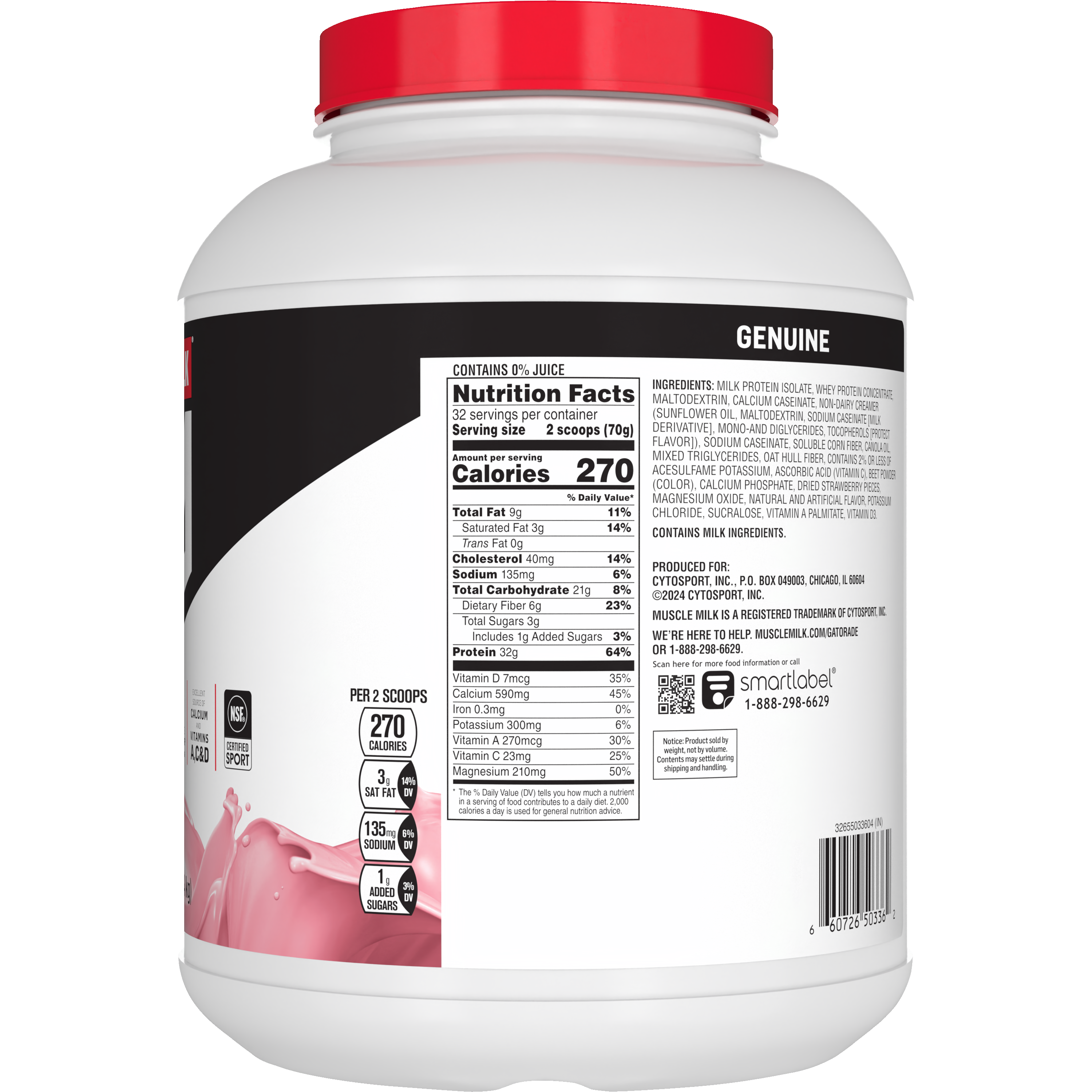 Muscle Milk, Genuine, Strawberries 'N Creme Artificially Flavored, Protein Powder thumbnail