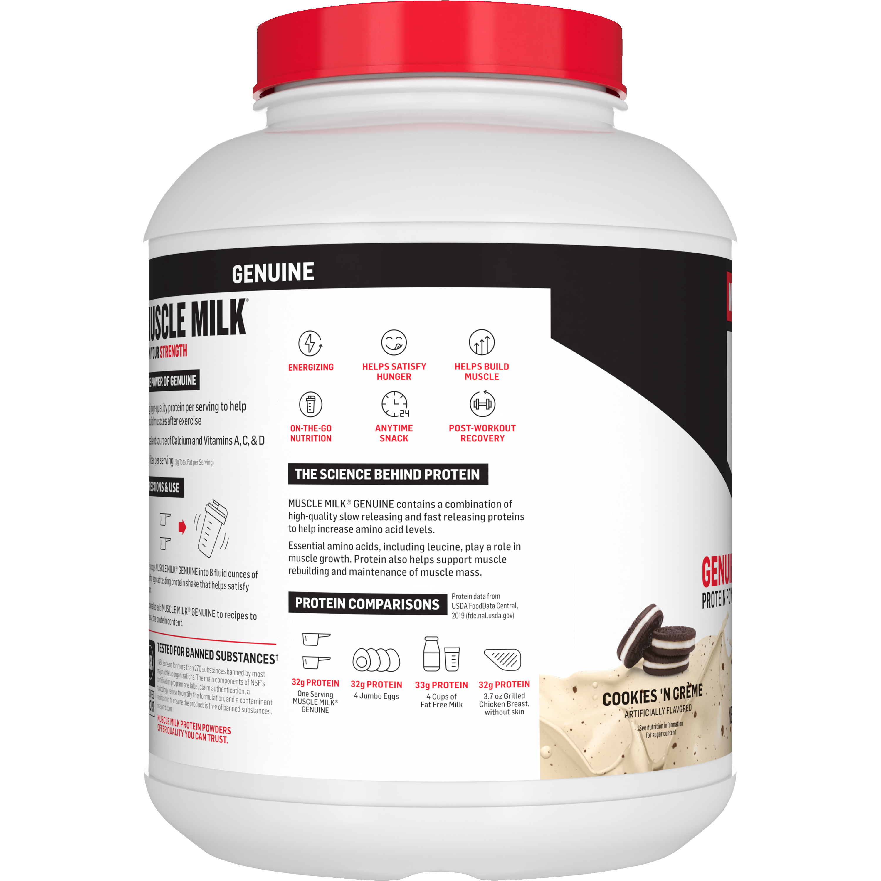 Muscle Milk, Genuine, Cookies 'N Creme Artificially Flavored, Protein Powder thumbnail