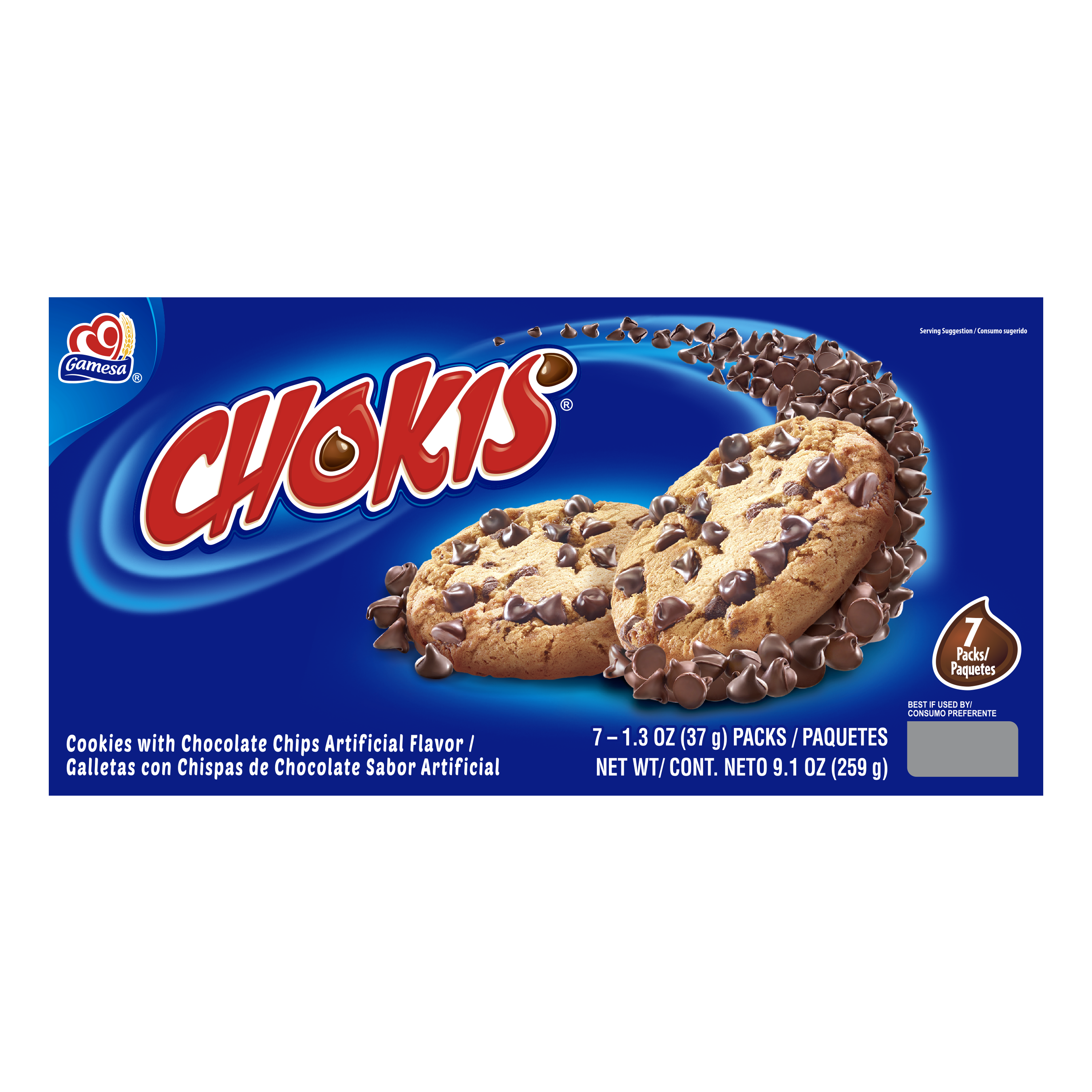 Gamesa, Chokis, Chocolate Chips Artificially Flavored, Cookies