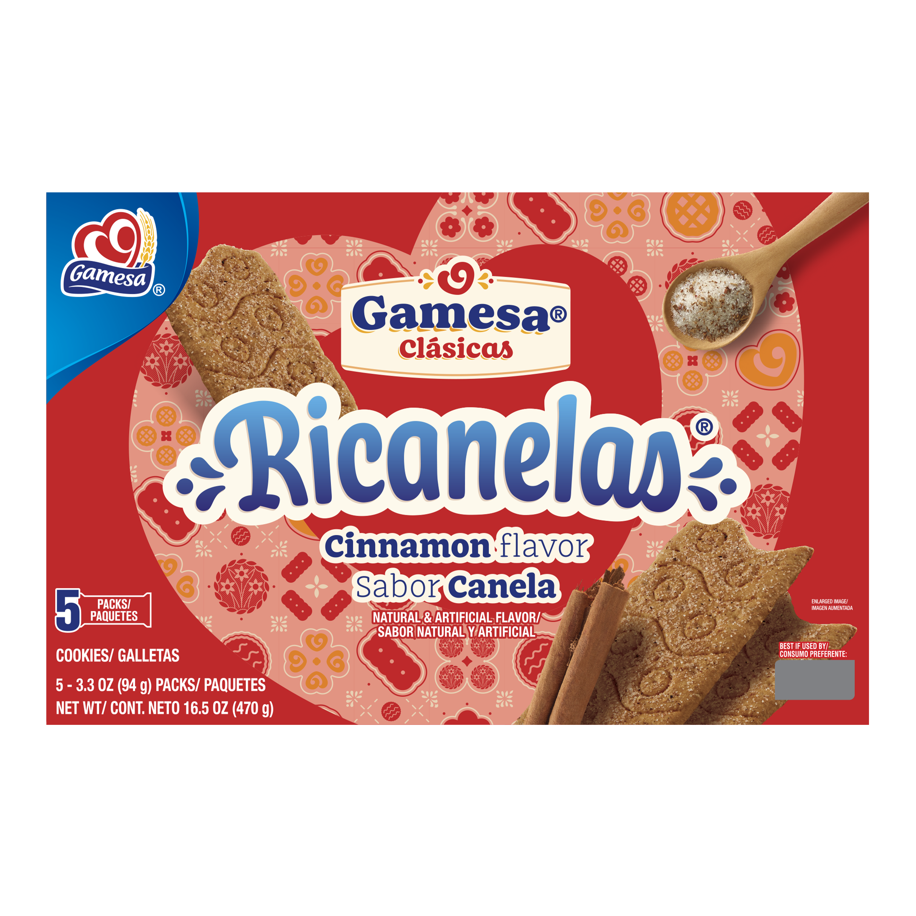 Gamesa, Ricanelas, Cinnamon Naturally And Artificially Flavored, Cookies