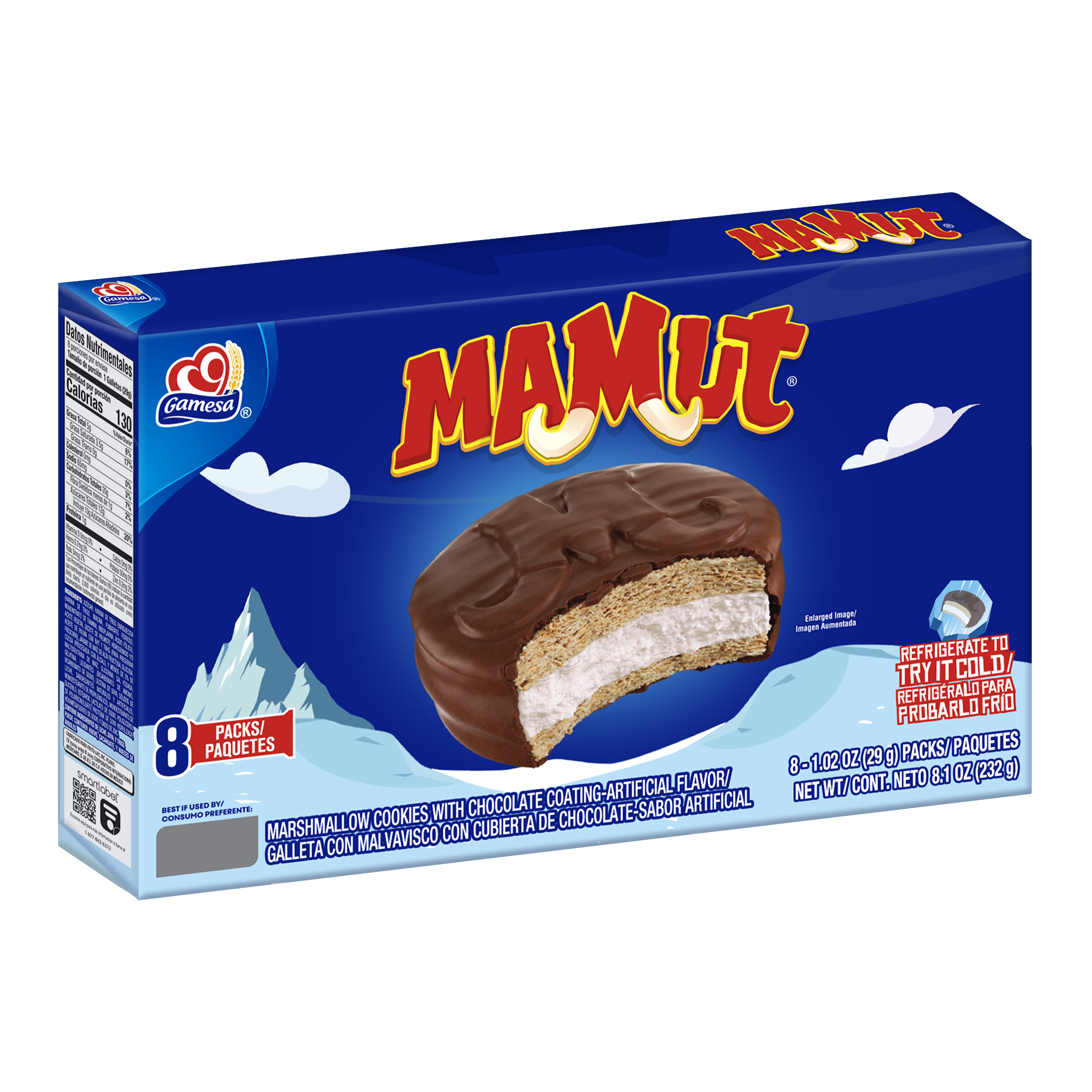 Gamesa, Mamut, Marshmallow Cookies With Artificially Flavored Chocolate Coating thumbnail
