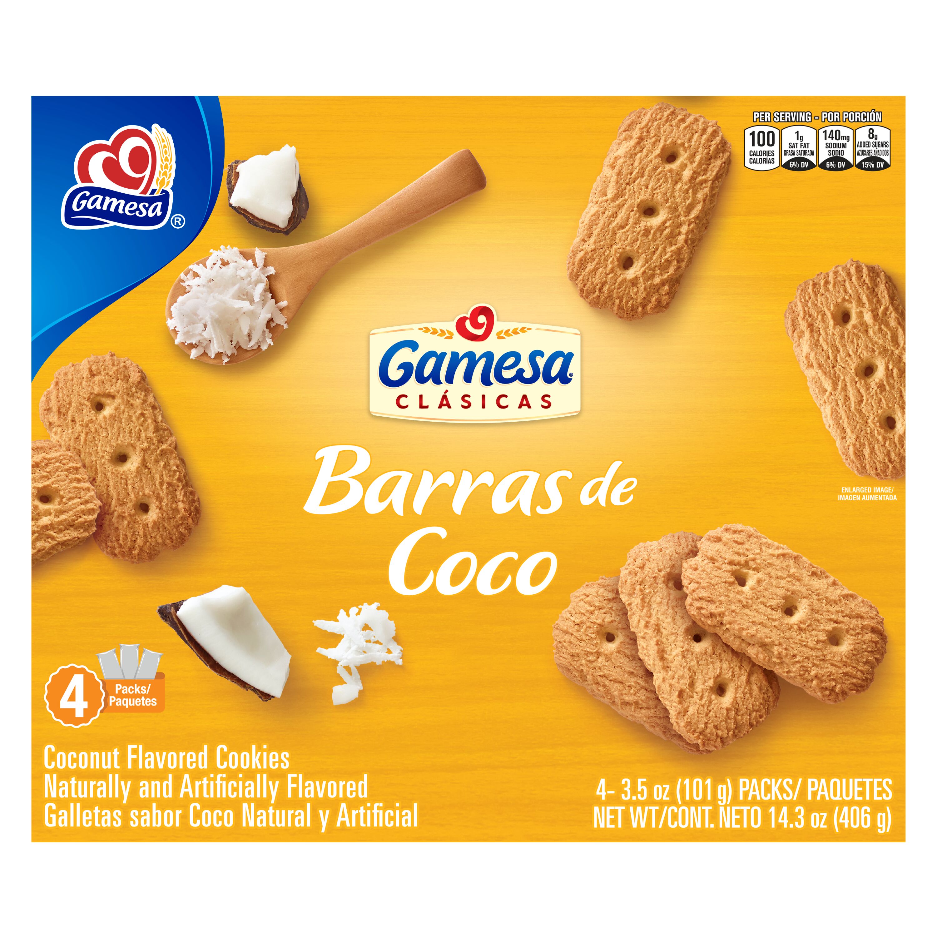 Gamesa, Naturally And Artificially Flavored, Coconut Flavored Cookies