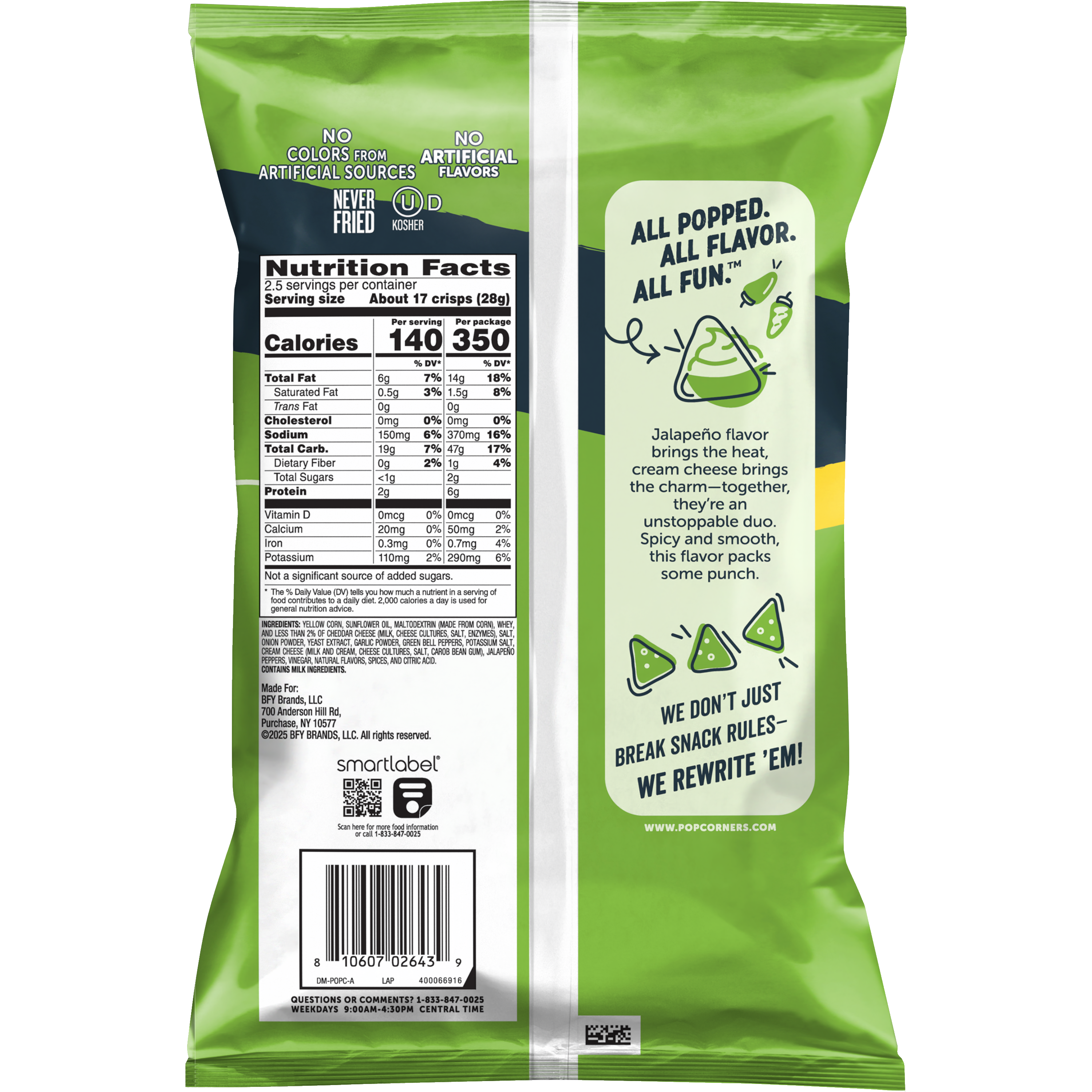 PopCorners, Jalapeno Popper Flavored, Popped-Corn Snacks thumbnail