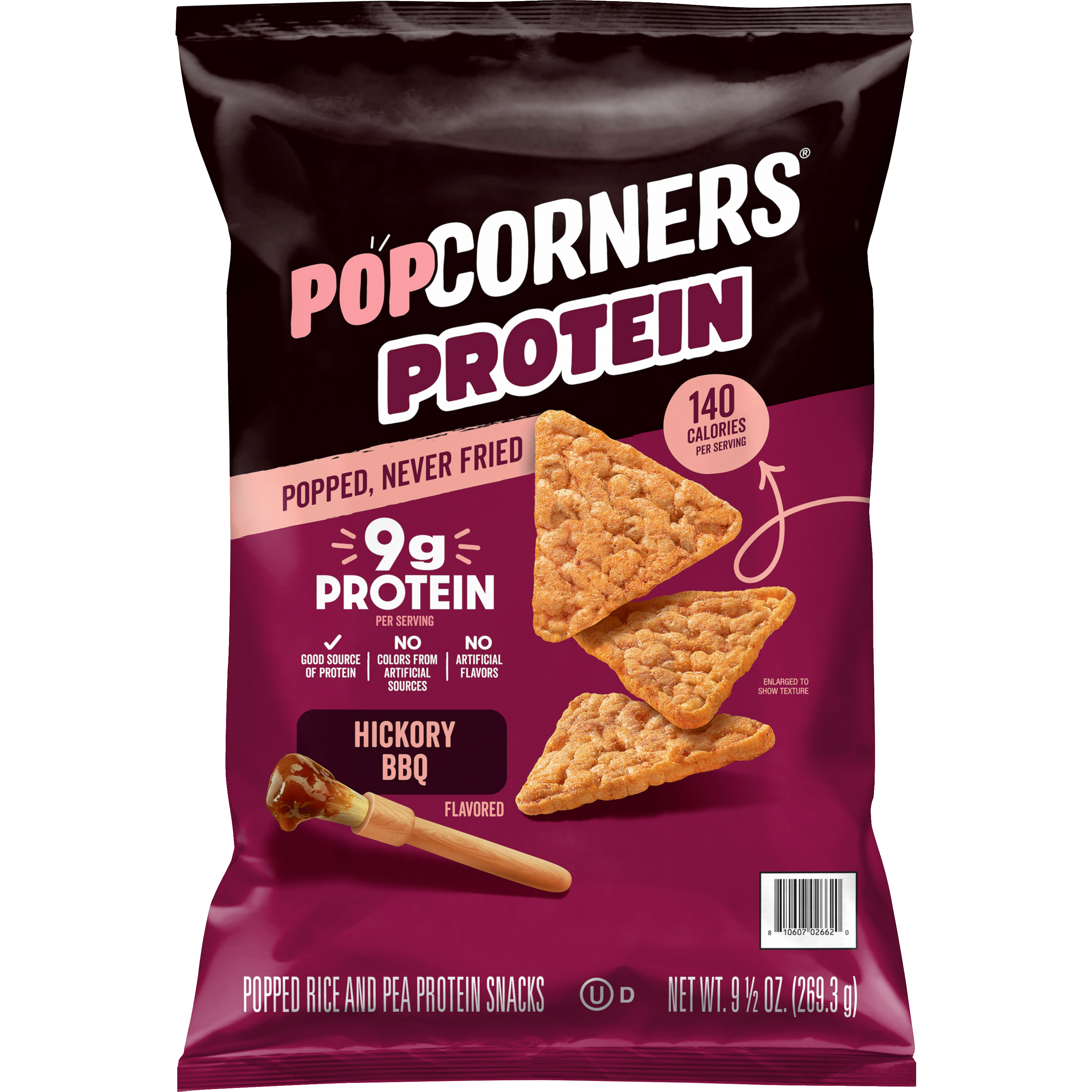 PopCorners, Protein, Hickory BBQ Flavored, Popped Rice And Pea Protein Snacks