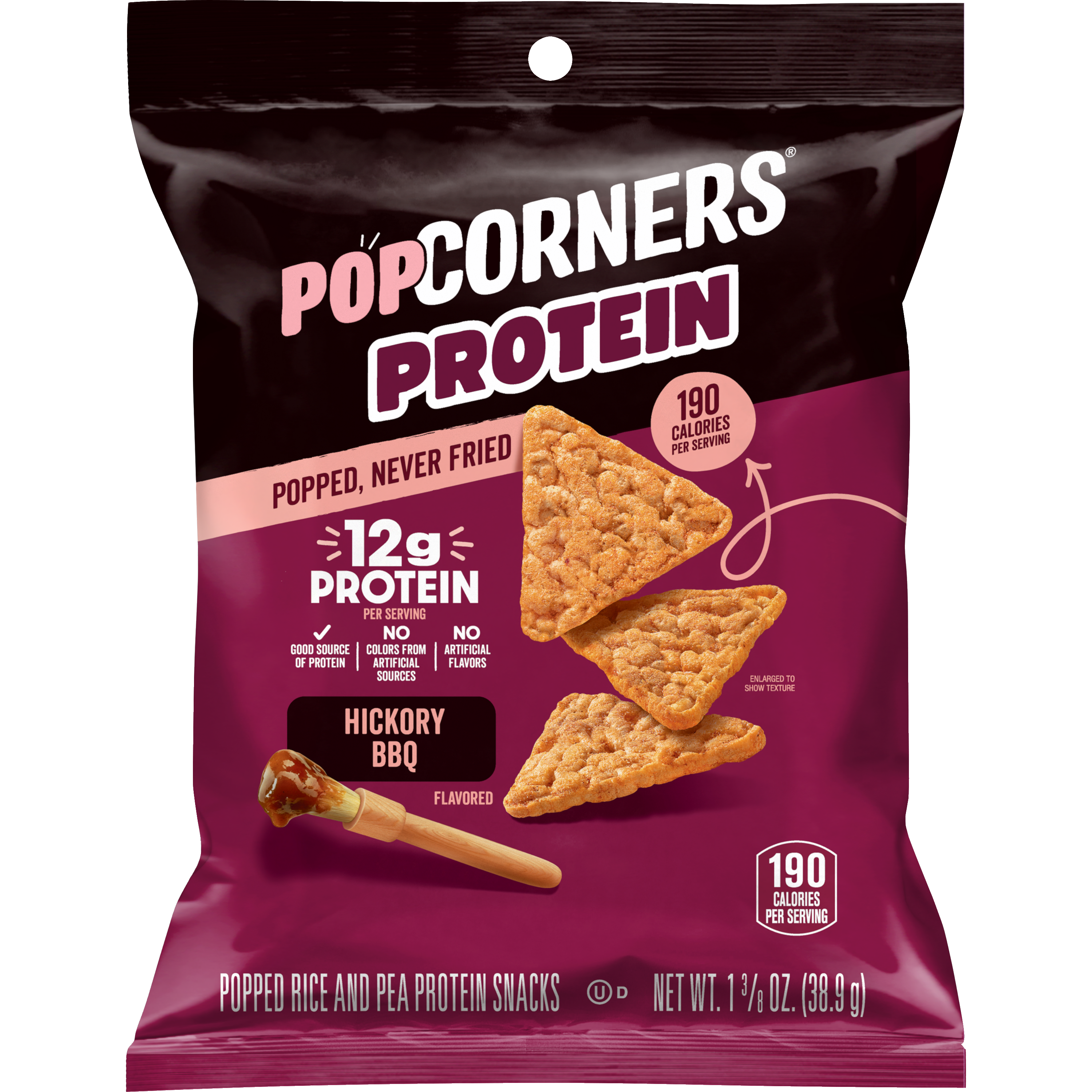 PopCorners, Protein, Hickory BBQ Flavored, Popped Rice And Pea Protein Snacks