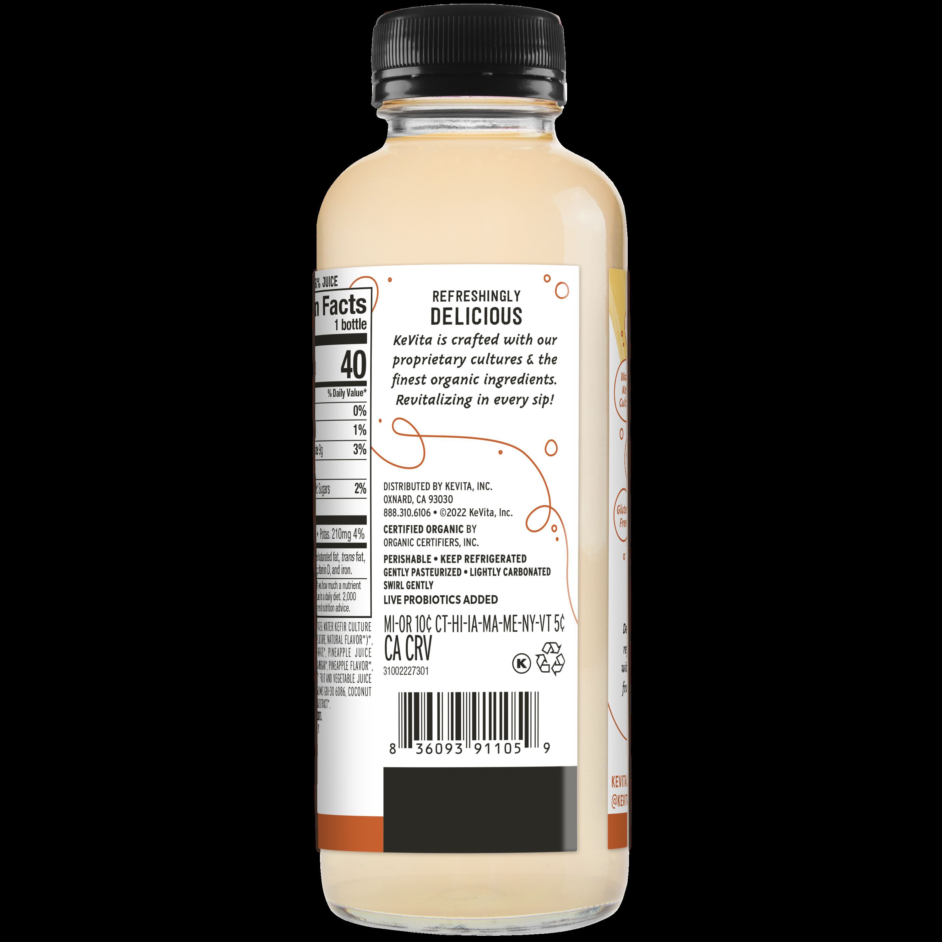 Kevita, Probiotic Refresher, Ginger Colada Flavored, Sparkling Drink thumbnail