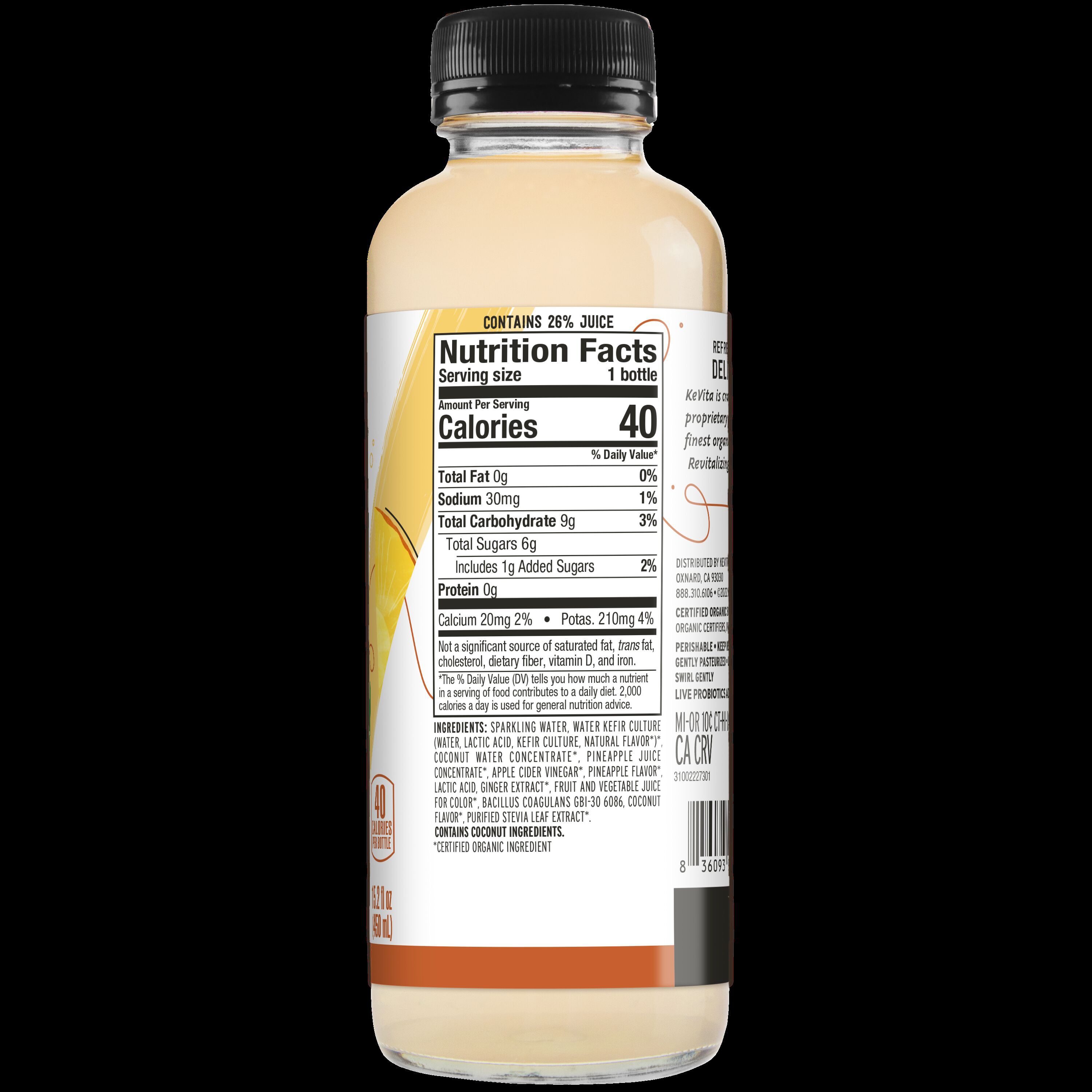 Kevita, Probiotic Refresher, Ginger Colada Flavored, Sparkling Drink thumbnail