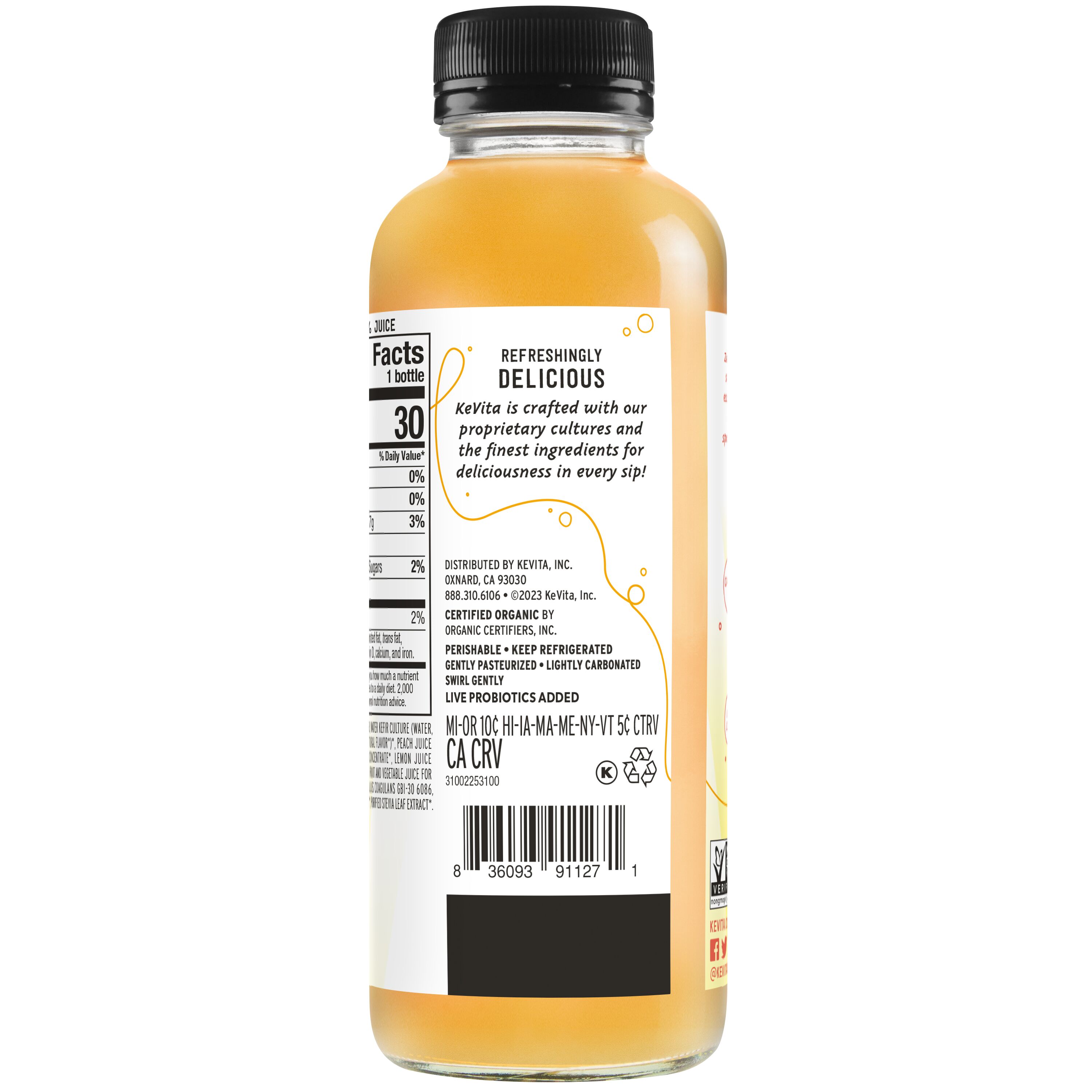 Kevita, Peach Flavored, Probiotic Lemonade thumbnail