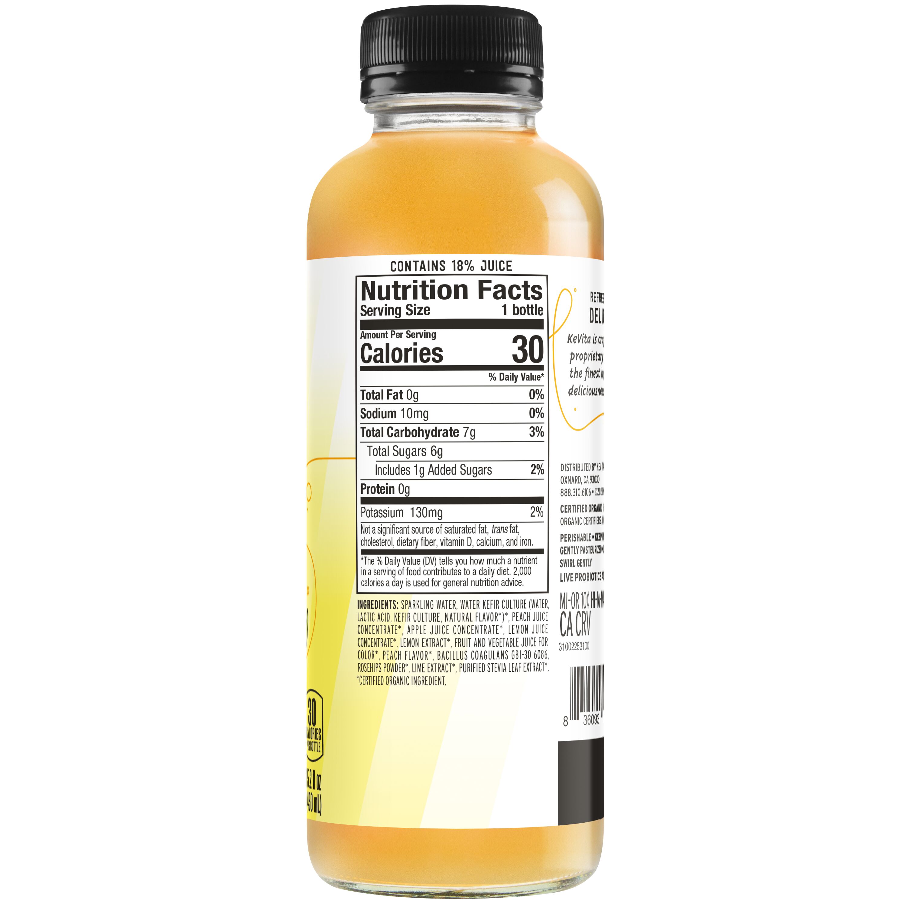 Kevita, Peach Flavored, Probiotic Lemonade thumbnail