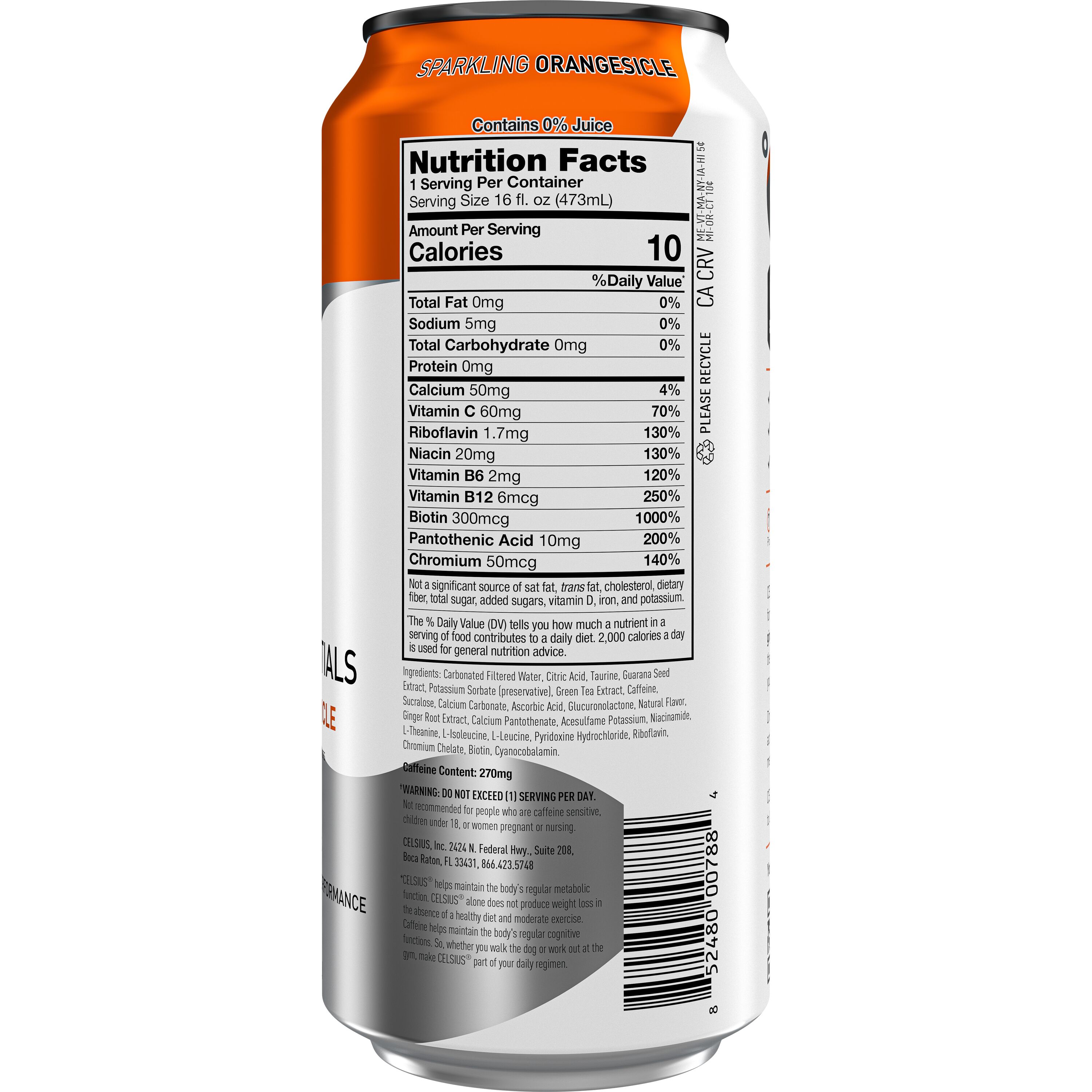 Celsius, Essentials, Orangesicle, Sparkling Orangesicle Flavor, Energy Drink thumbnail