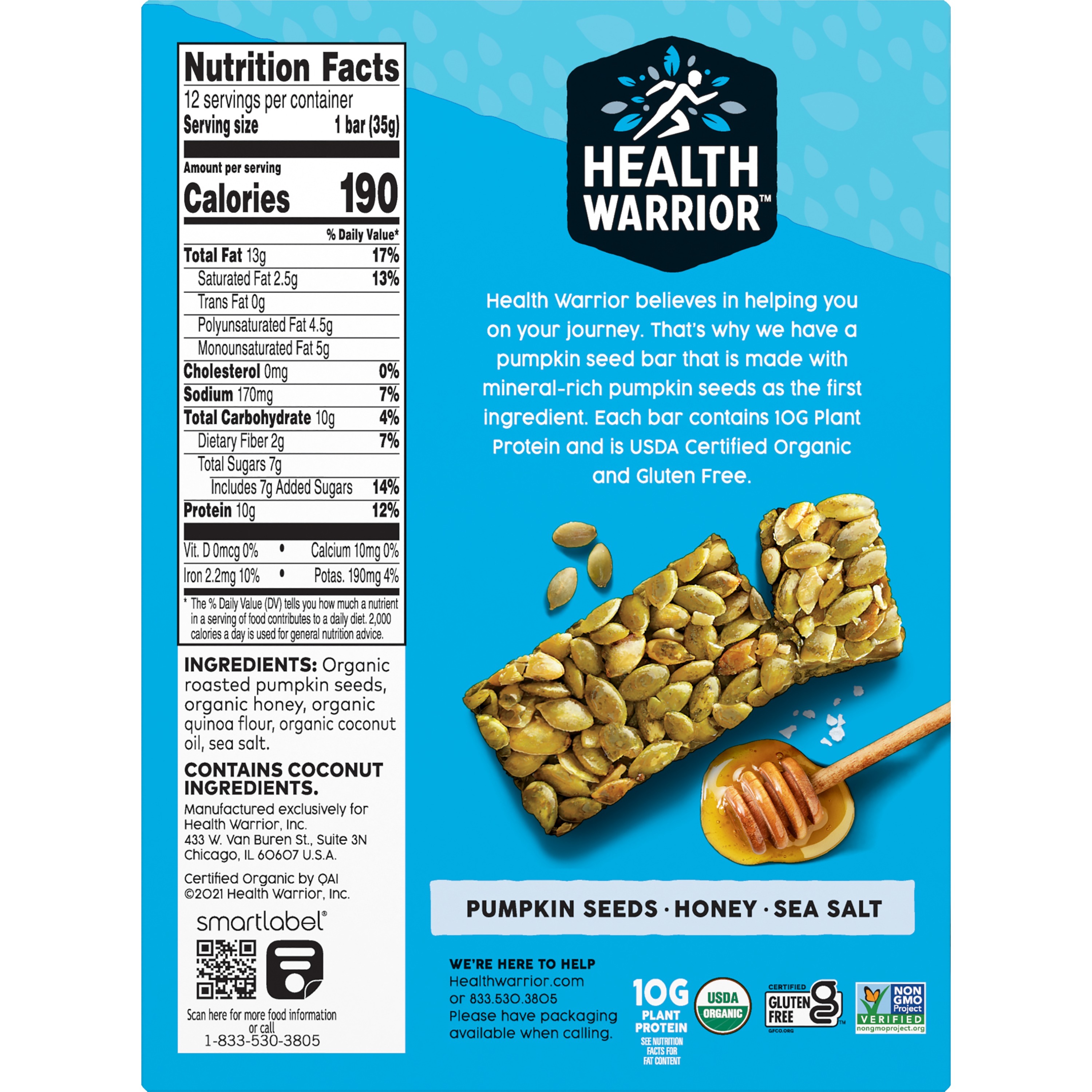 Health Warrior, Honey Sea Salt, Pumpkin Seed Protein Bar thumbnail
