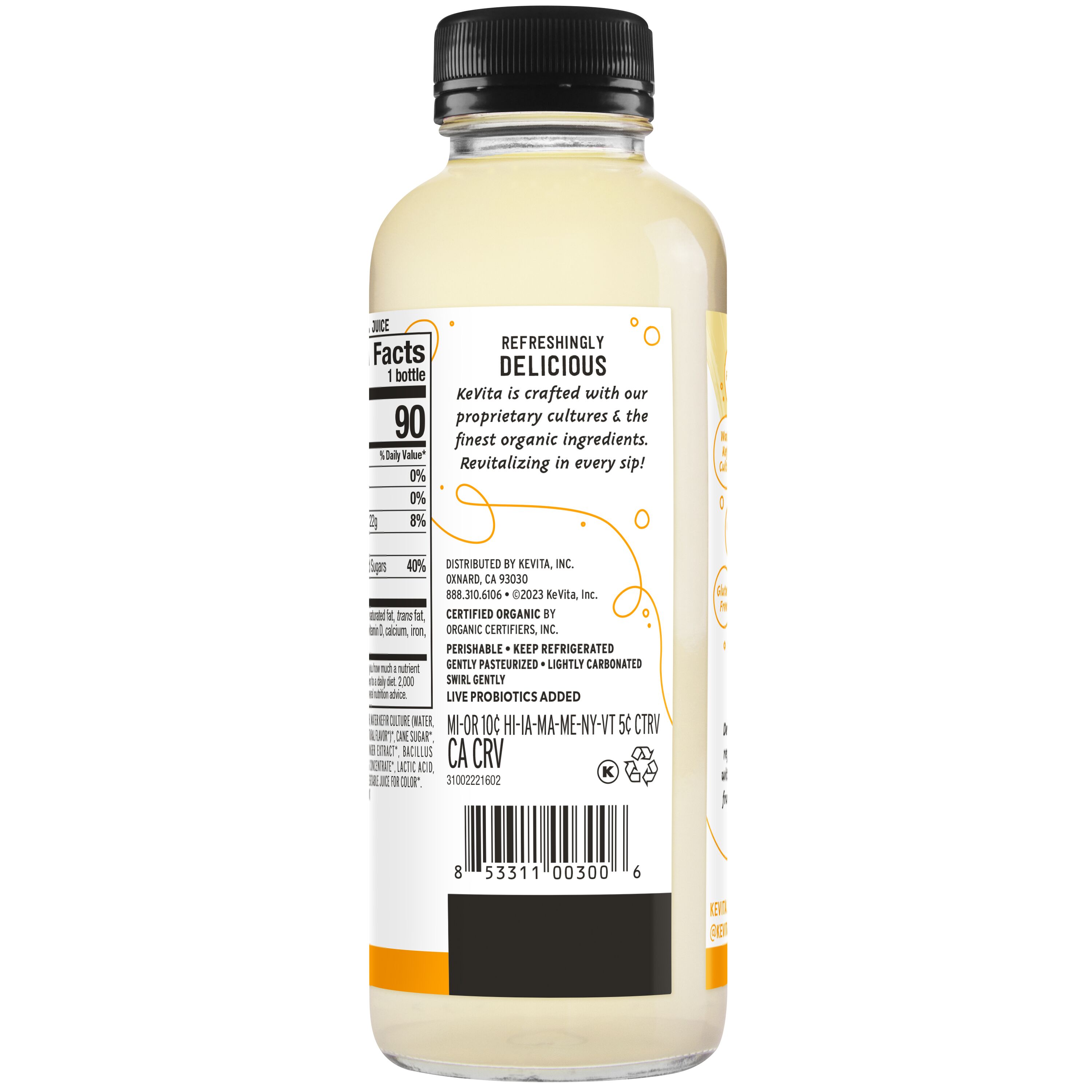 Kevita, Probiotic Refresher, Lemon Ginger Flavored, Sparkling Drink thumbnail