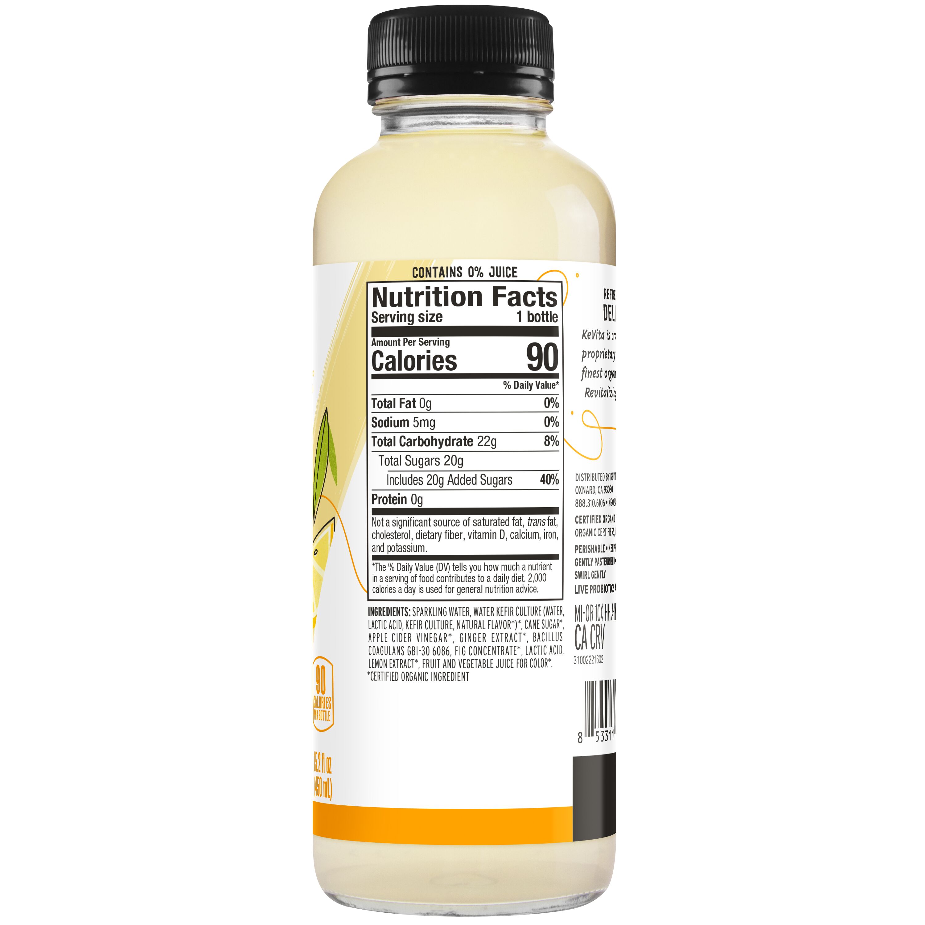 Kevita, Probiotic Refresher, Lemon Ginger Flavored, Sparkling Drink thumbnail
