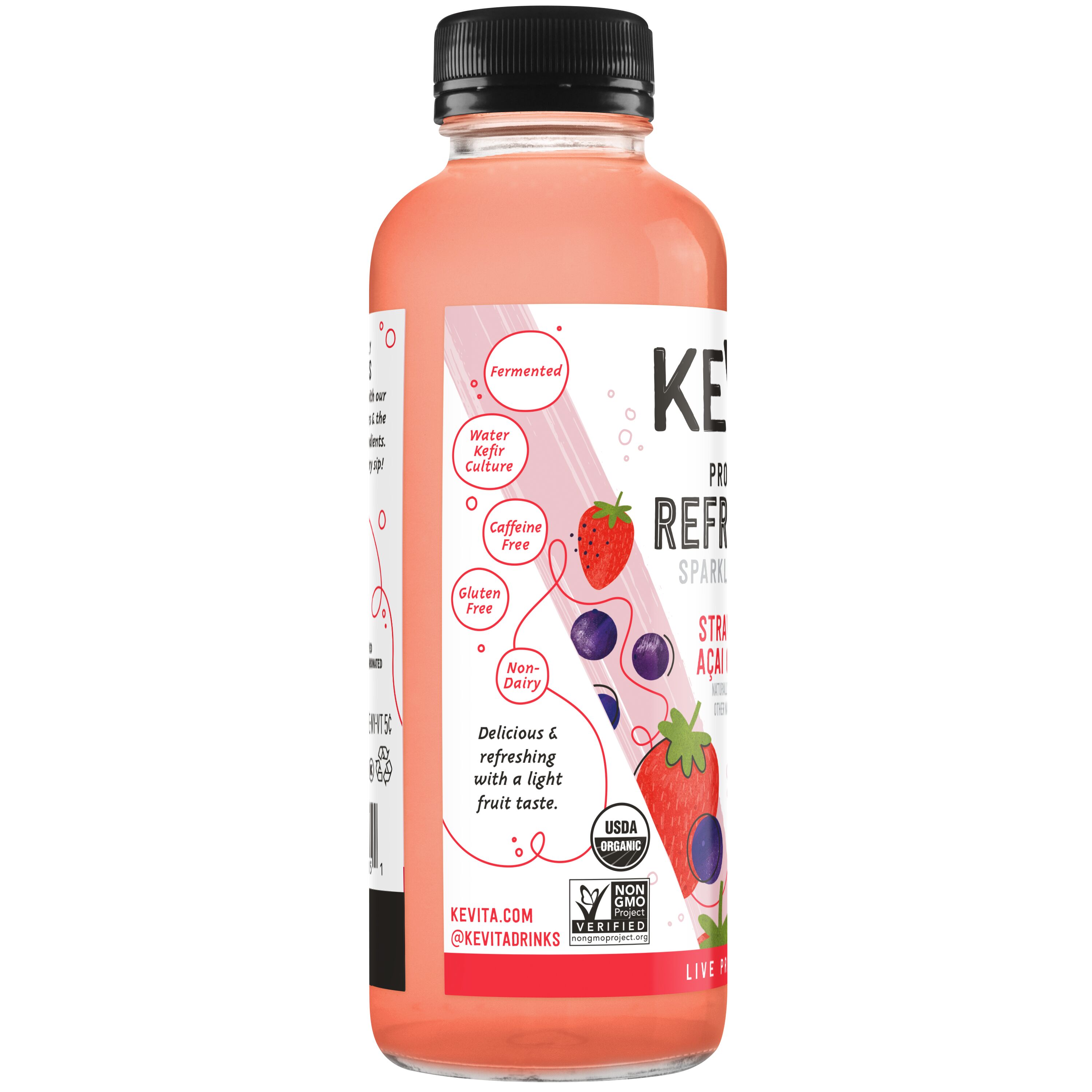 Kevita, Probiotic Refresher, Strawberry Acai Coconut Flavored, Sparkling Drink thumbnail