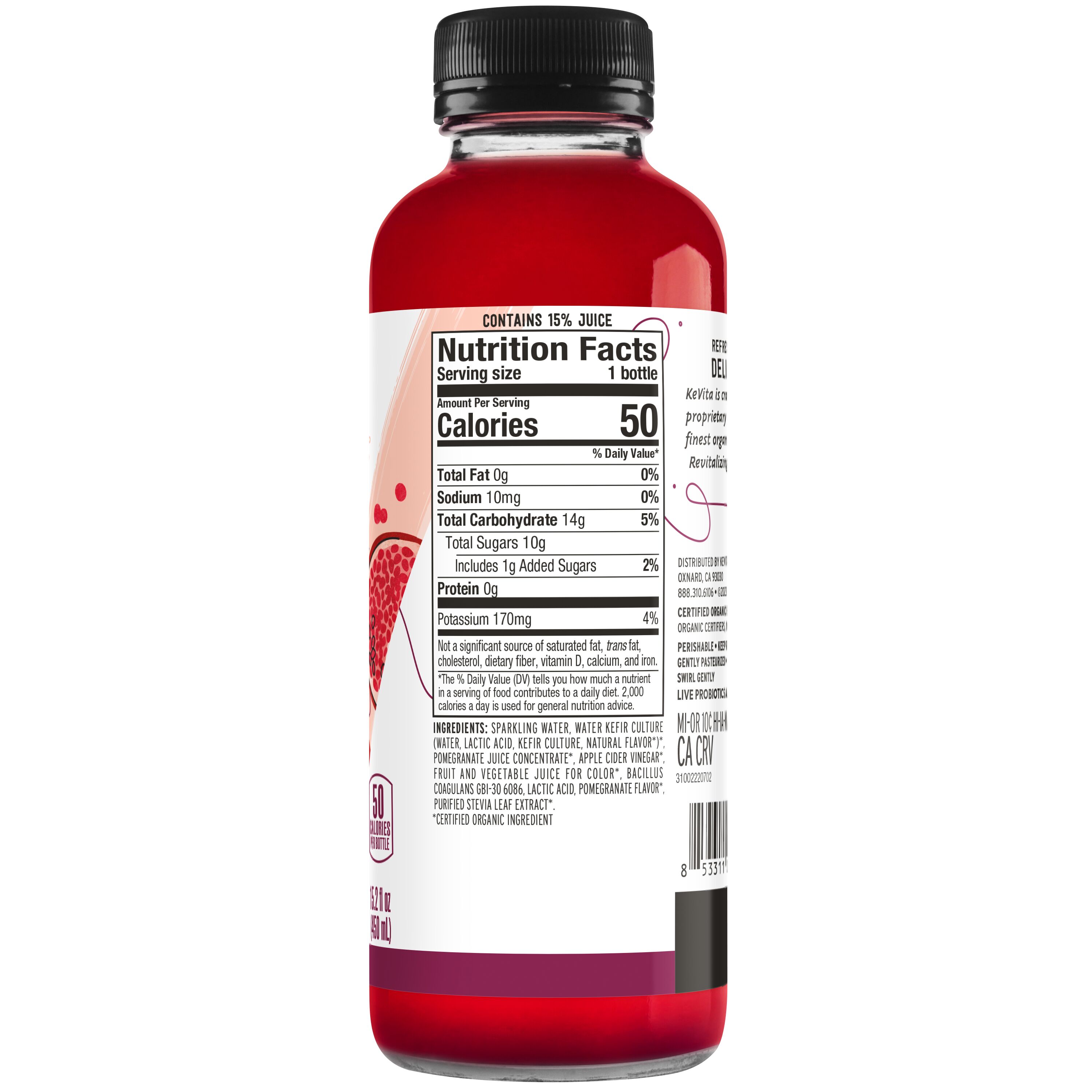 Kevita, Probiotic Refresher, Pomegranate Flavored, Sparkling Drink thumbnail
