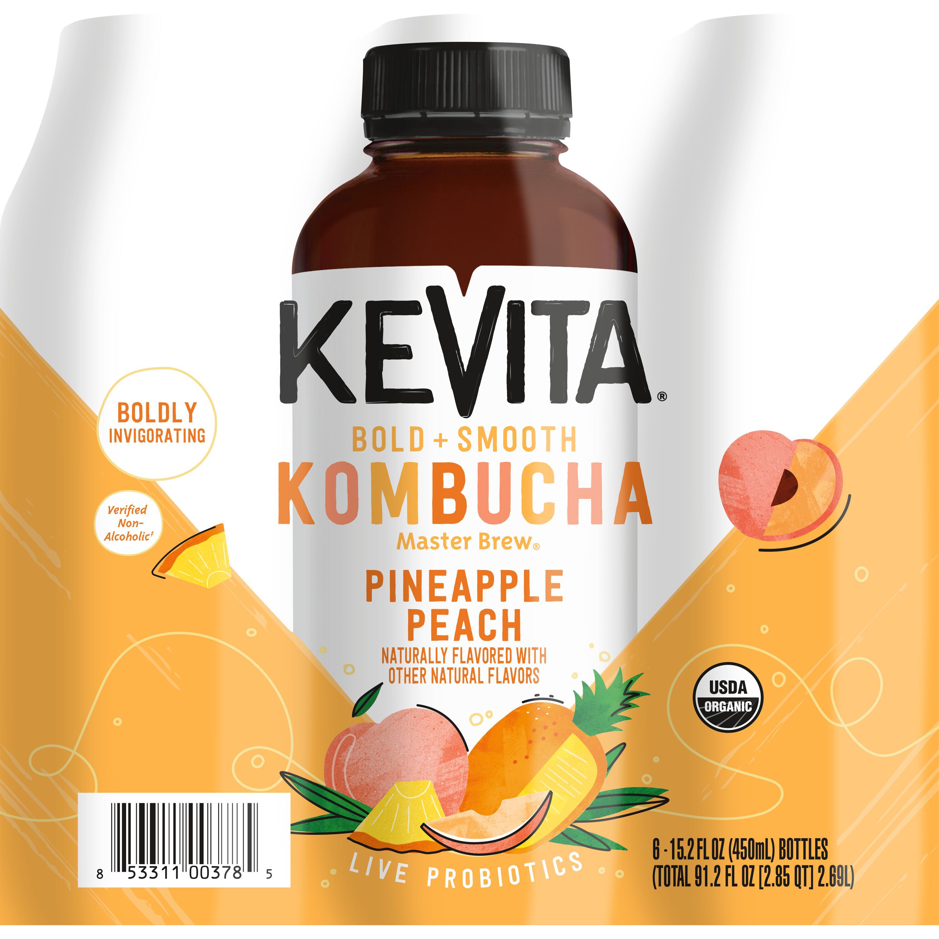 Kevita, Master Brew, Pineapple Peach Flavored, Kombucha thumbnail