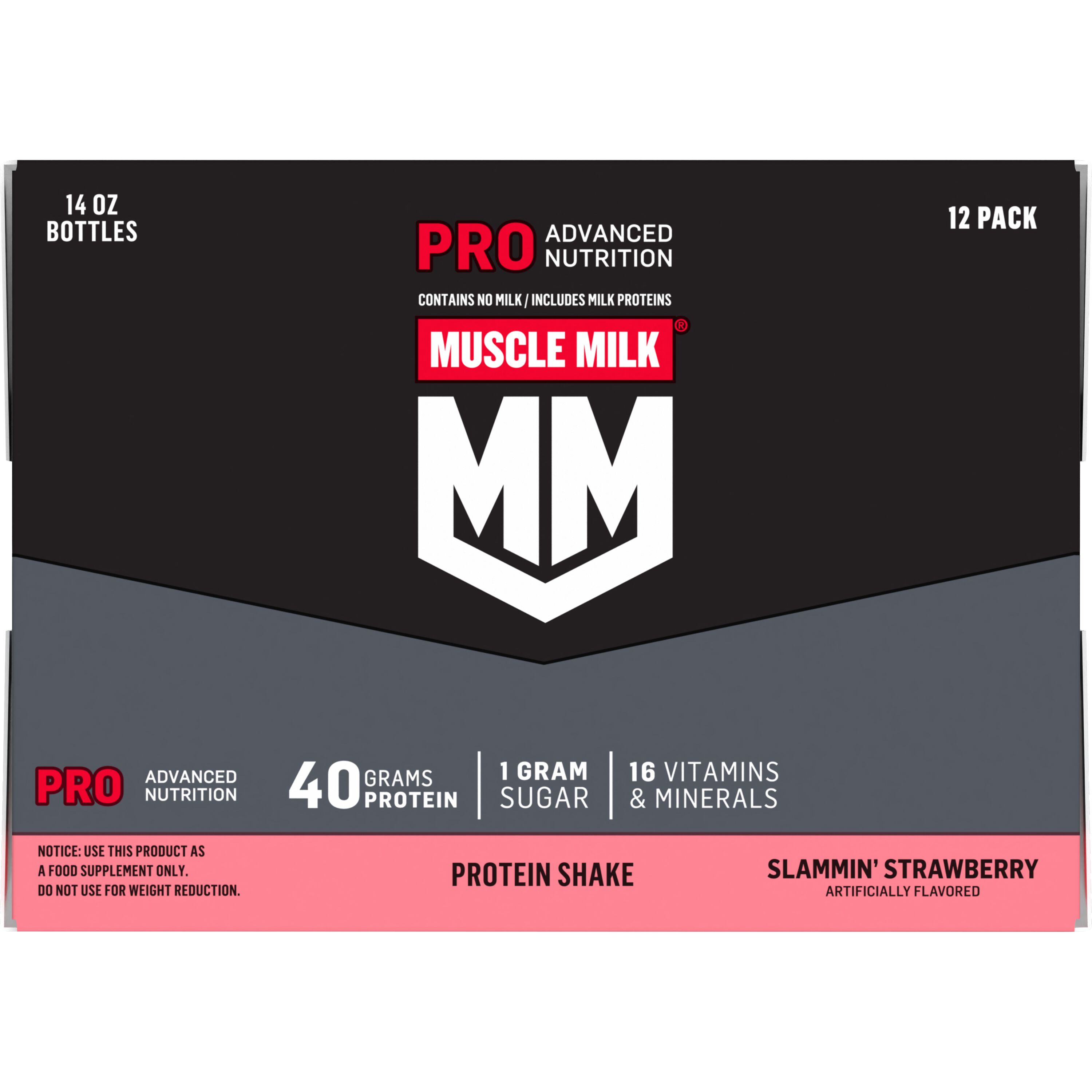 Muscle Milk, Pro Advanced Nutrition, Slammin' Strawberry Artificially Flavored, Protein Shake