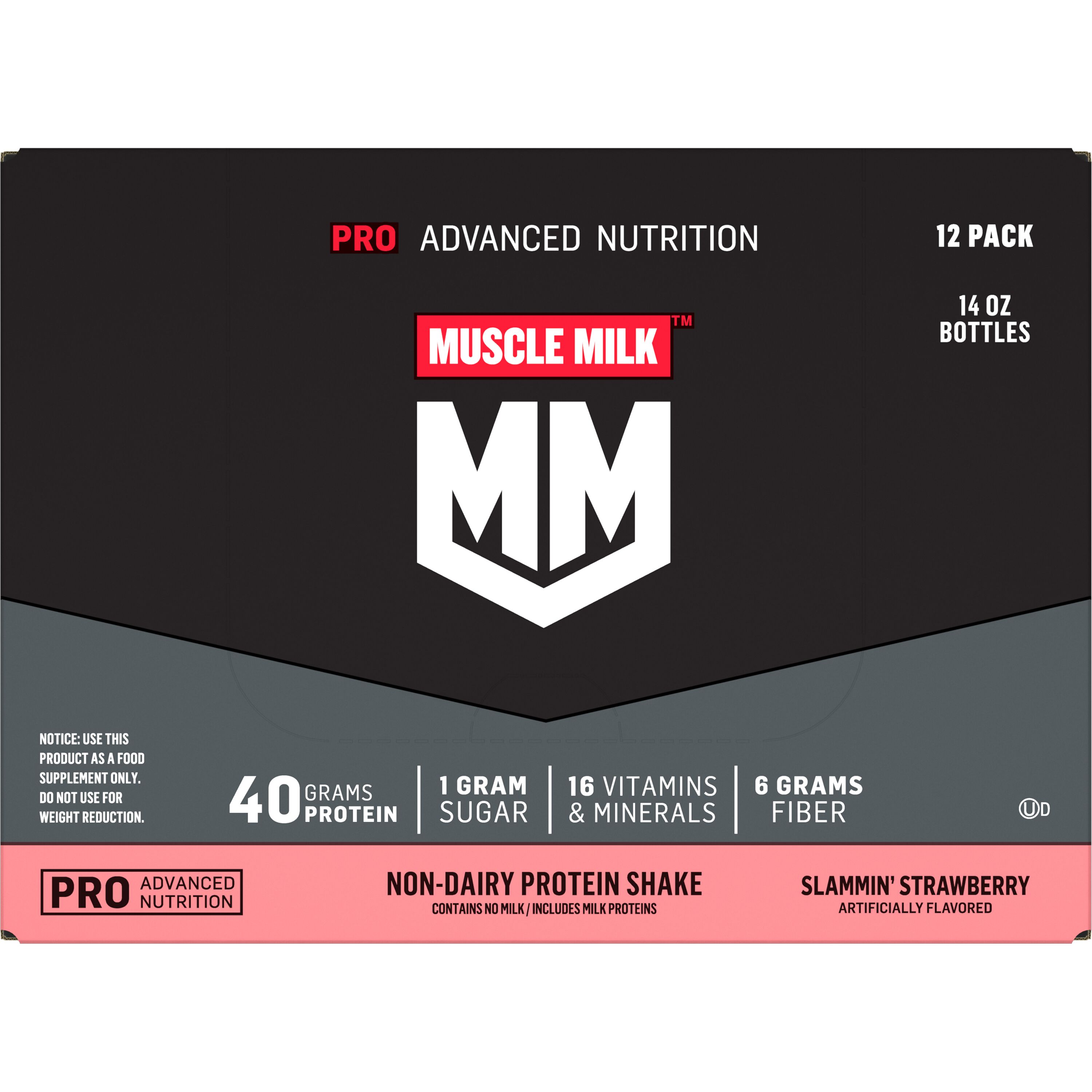 Muscle Milk, Pro Advanced Nutrition, Slammin' Strawberry Artificially Flavored, Non-Dairy Protein Shake