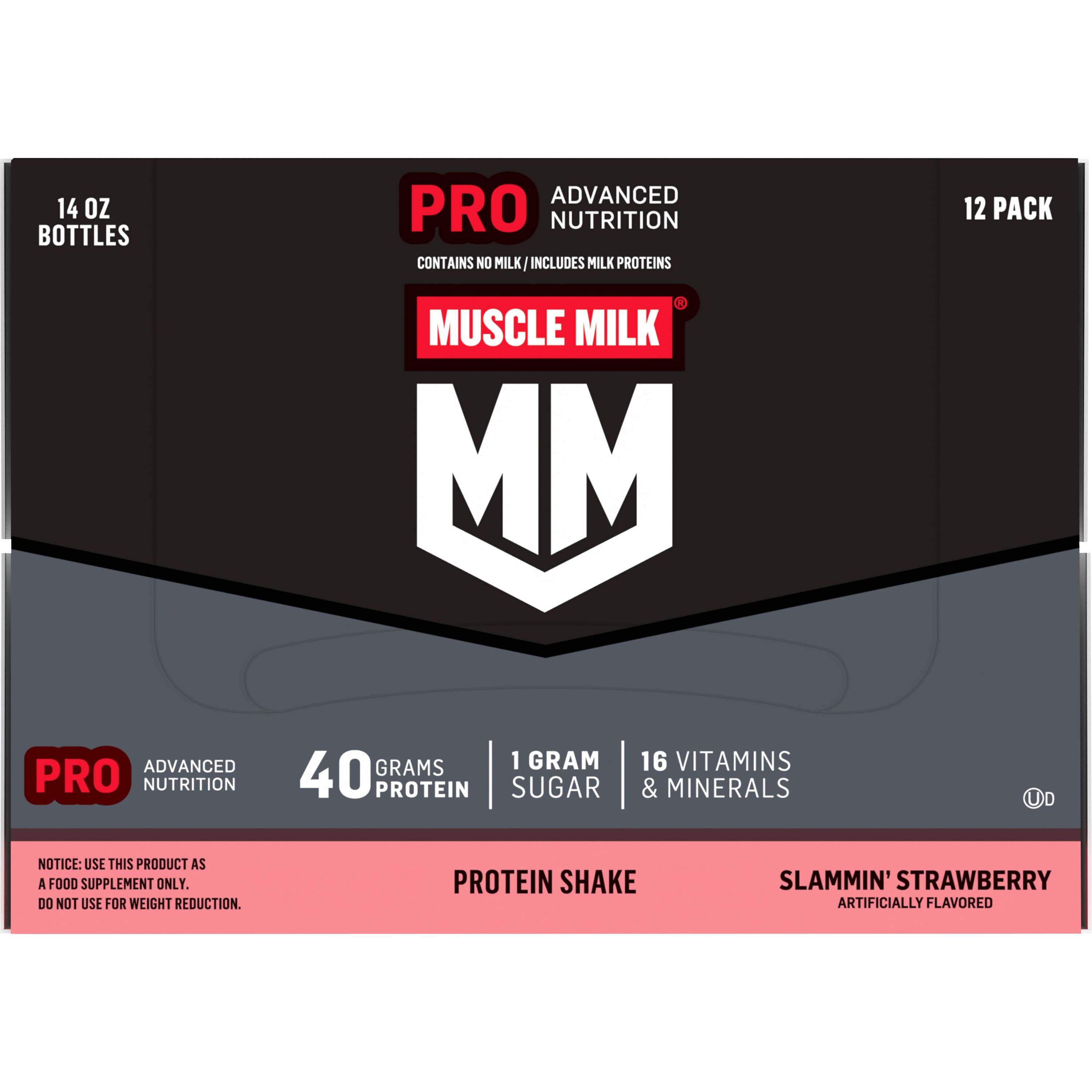 Muscle Milk, Pro Advanced Nutrition, Slammin' Strawberry Artificially Flavored, Protein Shake