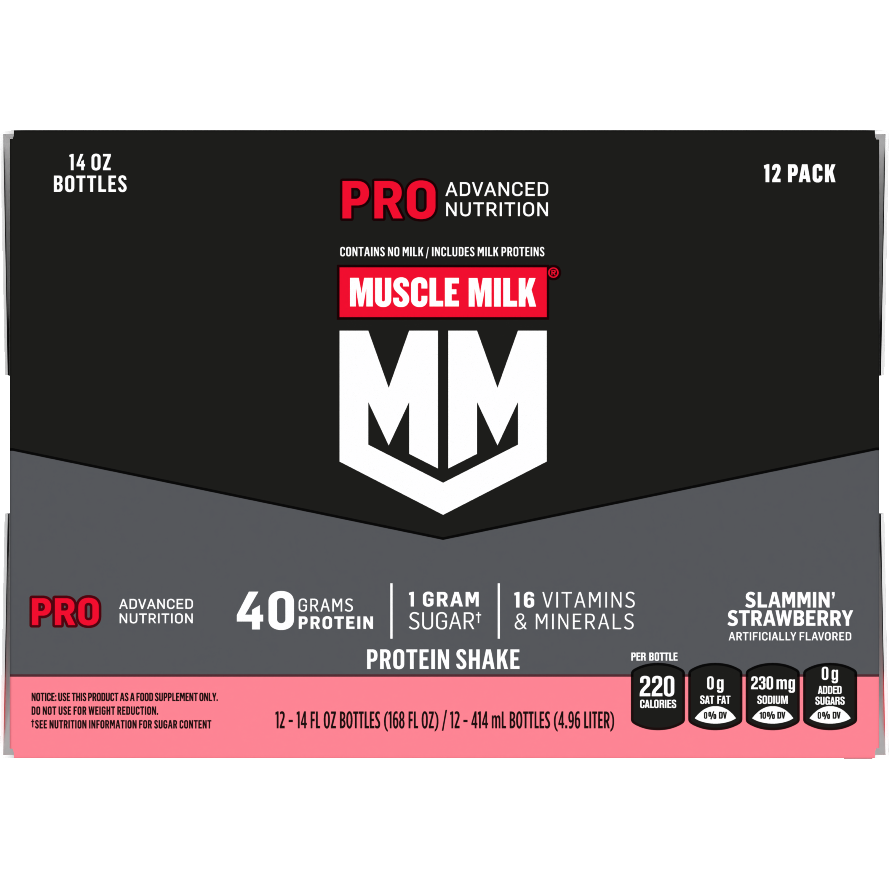 Muscle Milk, Pro Advanced Nutrition, Slammin' Strawberry Artificially Flavored, Protein Shake