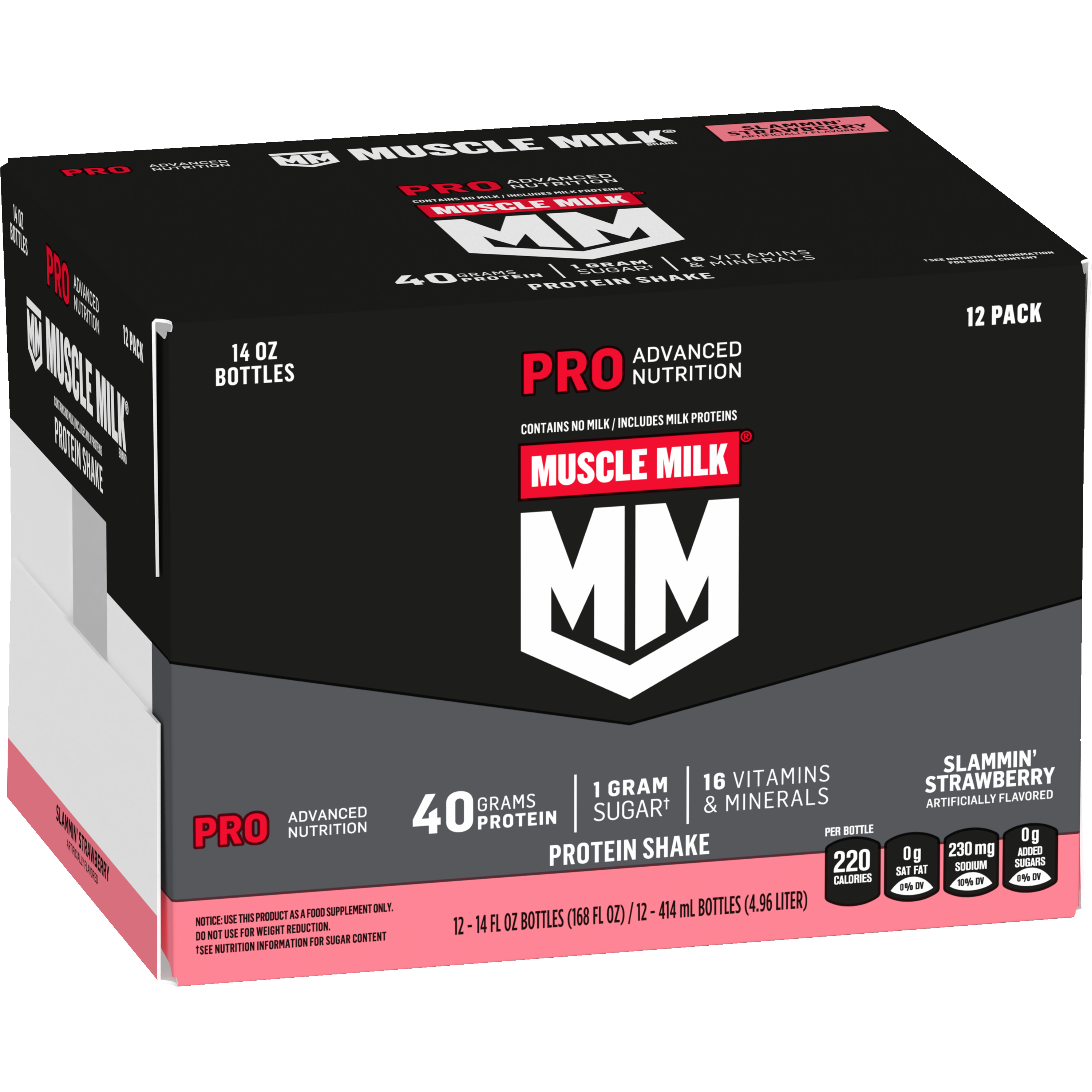 Muscle Milk, Pro Advanced Nutrition, Slammin' Strawberry Artificially Flavored, Protein Shake thumbnail