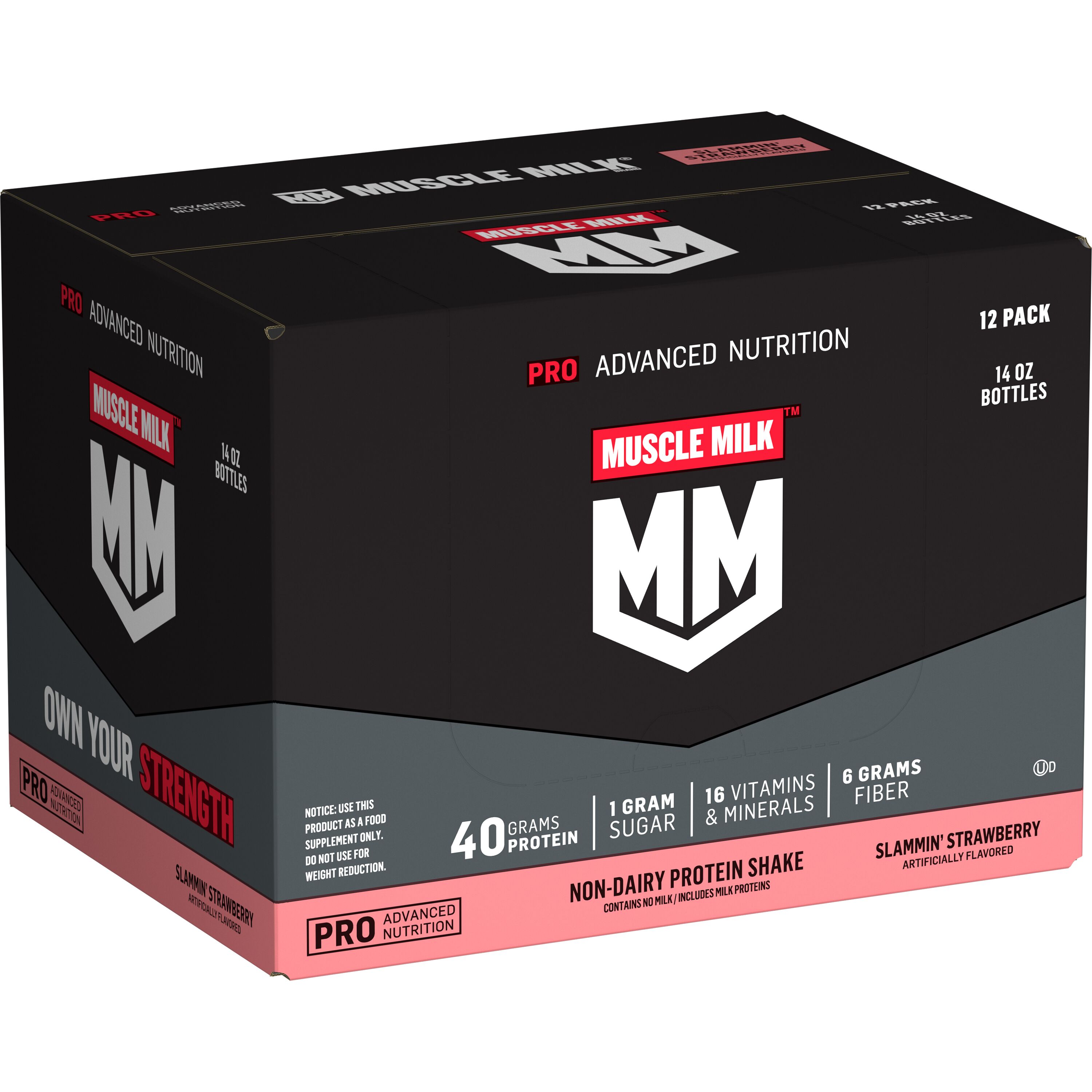 Muscle Milk, Pro Advanced Nutrition, Slammin' Strawberry Artificially Flavored, Non-Dairy Protein Shake thumbnail