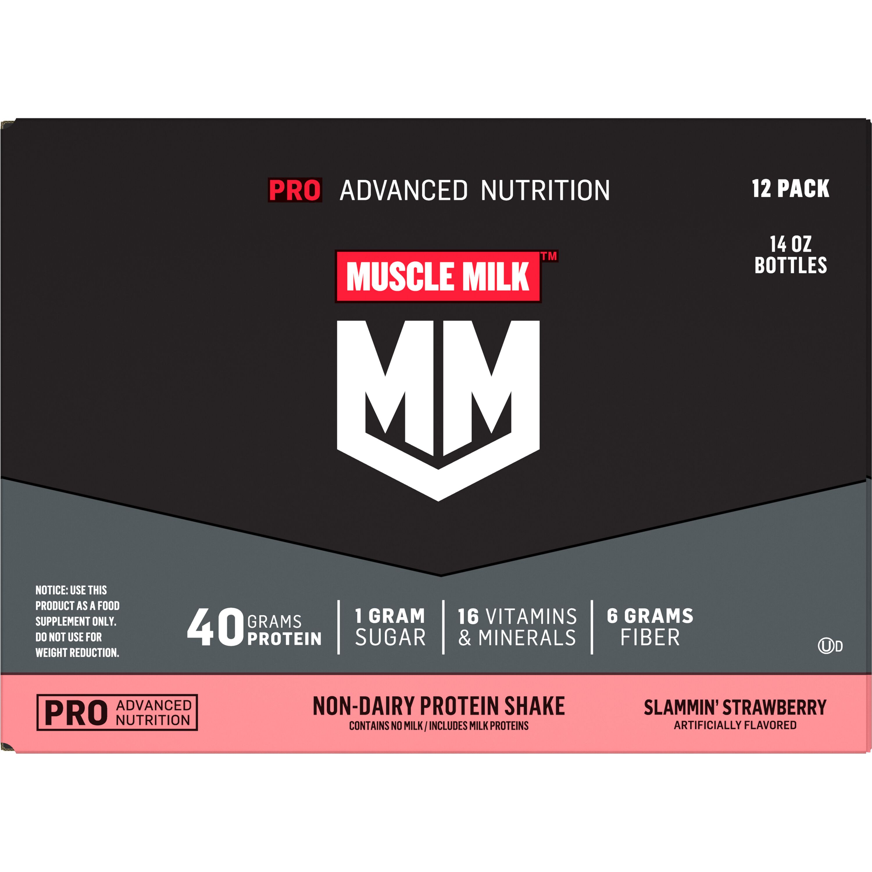 Muscle Milk, Pro Advanced Nutrition, Slammin' Strawberry Artificially Flavored, Non-Dairy Protein Shake thumbnail