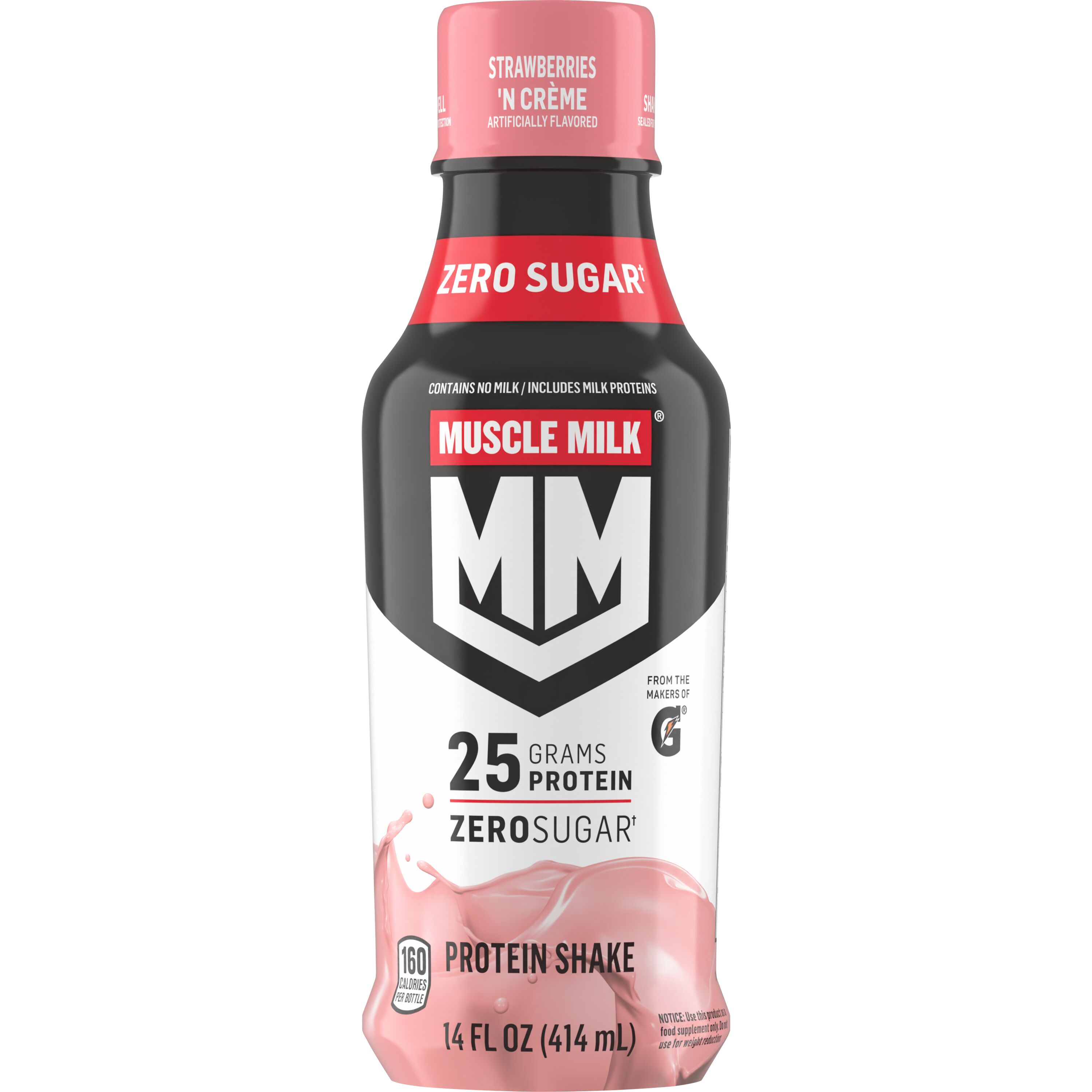 Muscle Milk, Zero Sugar, Genuine, Strawberries 'N Creme Artificially Flavored, Protein Shake thumbnail