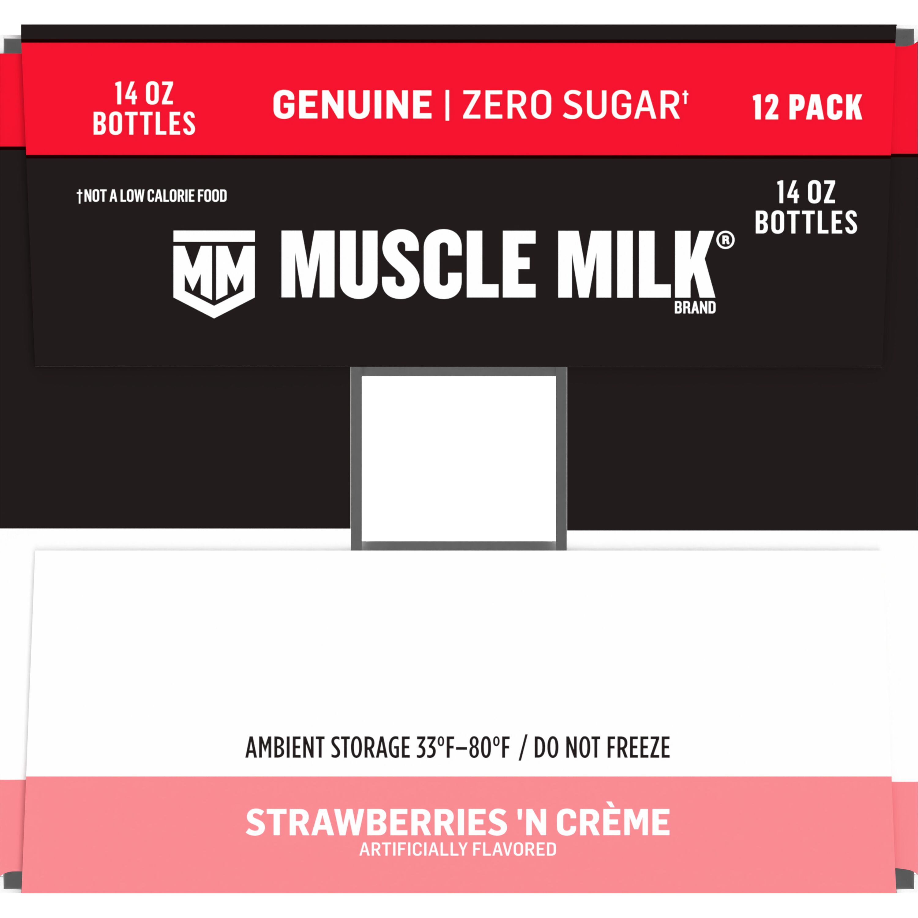 Muscle Milk, Zero Sugar, Genuine, Strawberries 'N Creme Artificially Flavored, Protein Shake thumbnail